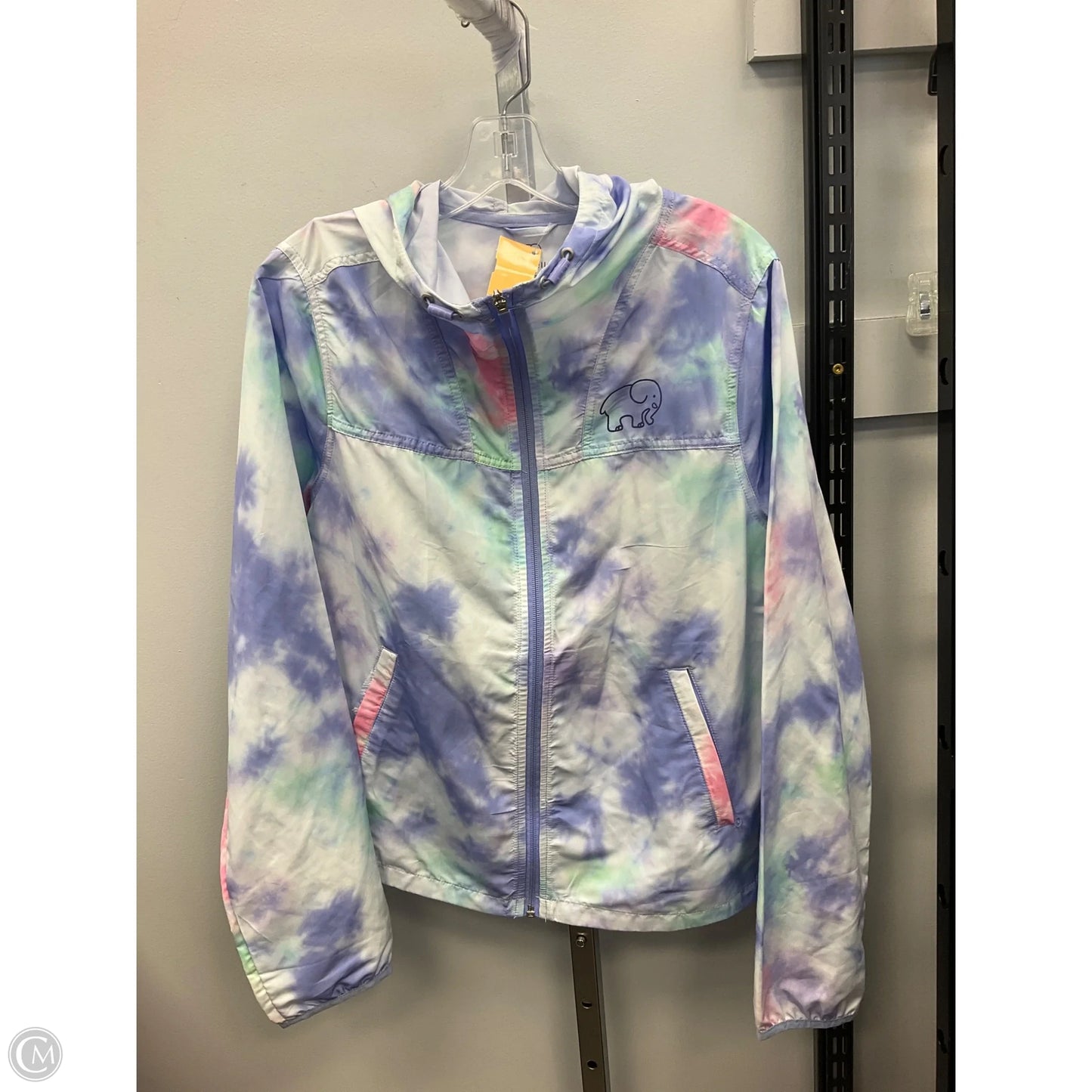 Jacket Windbreaker By Ivory Ella In Tie Dye Print, Size: L