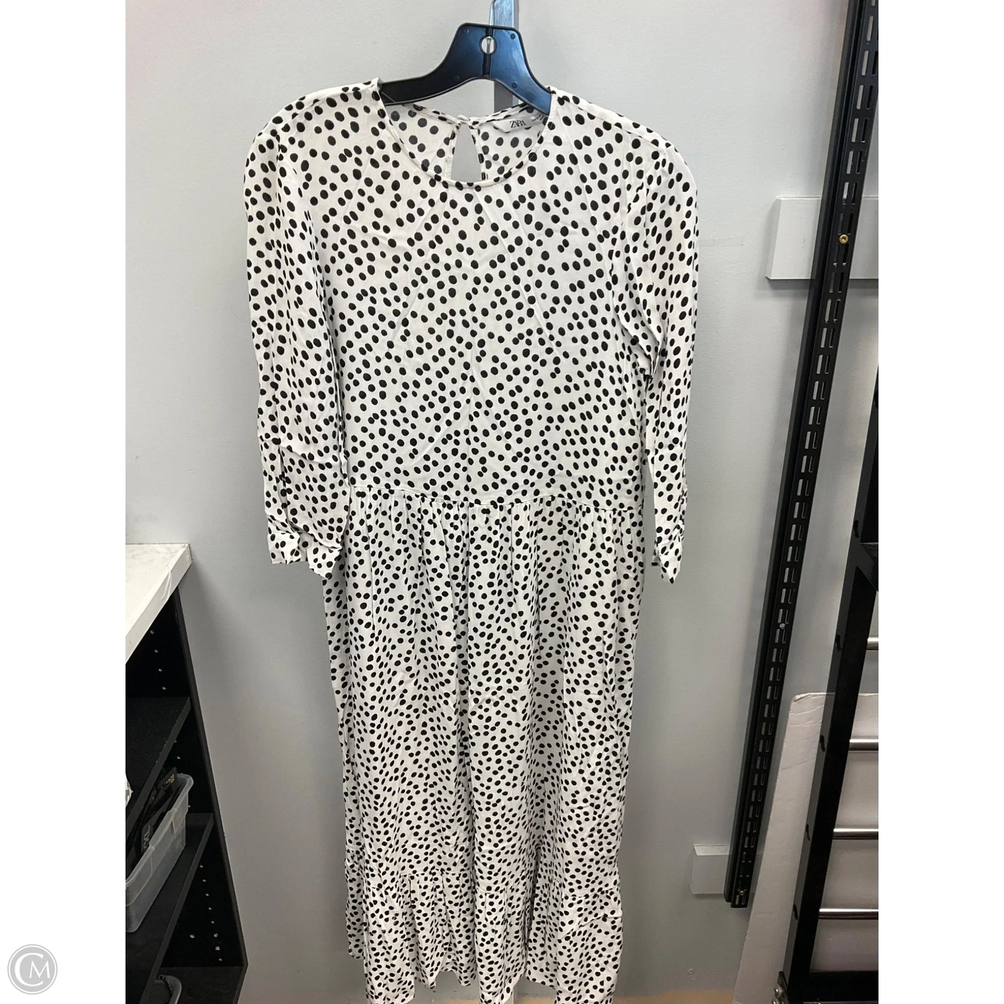 Dress Casual Midi By Zara In Polkadot Pattern, Size: Xs