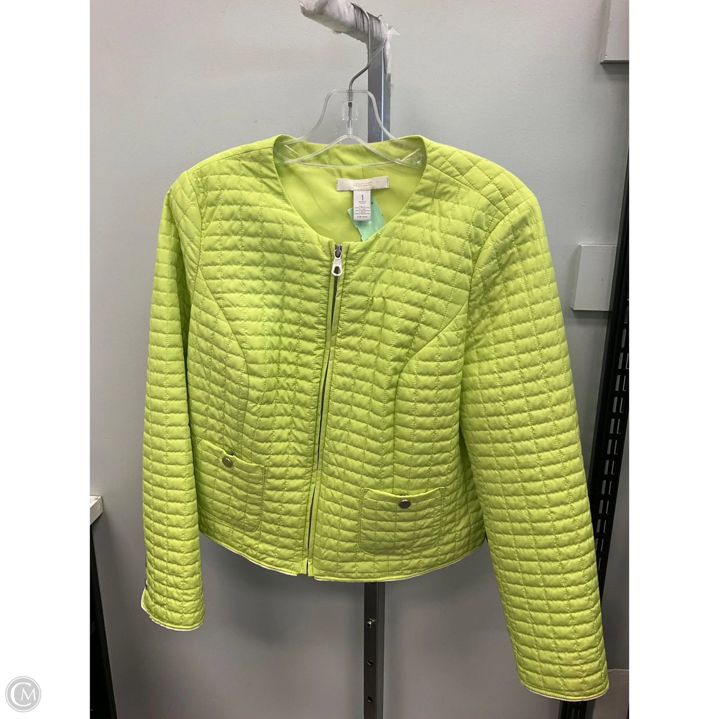 Blazer By Chicos In Chartreuse, Size: M