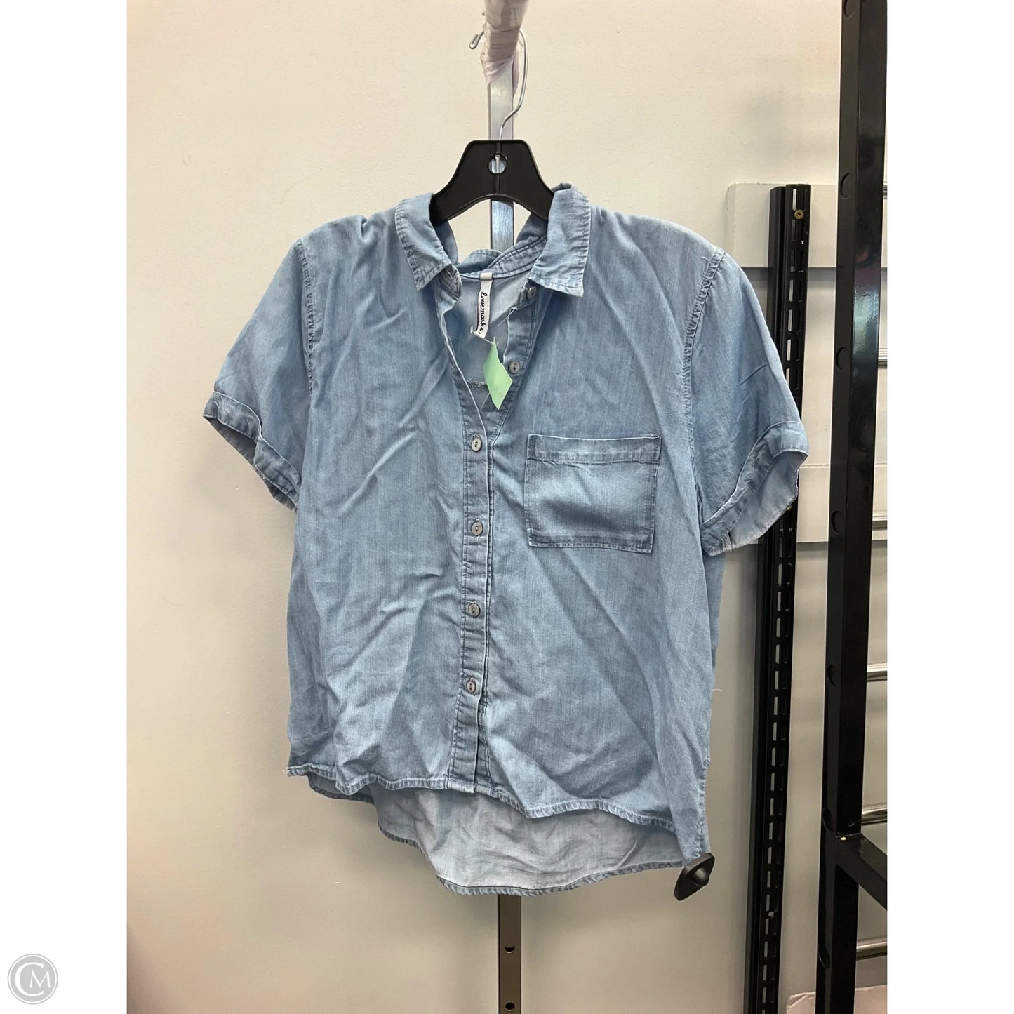 Top Short Sleeve By Cmc In Blue Denim, Size: L