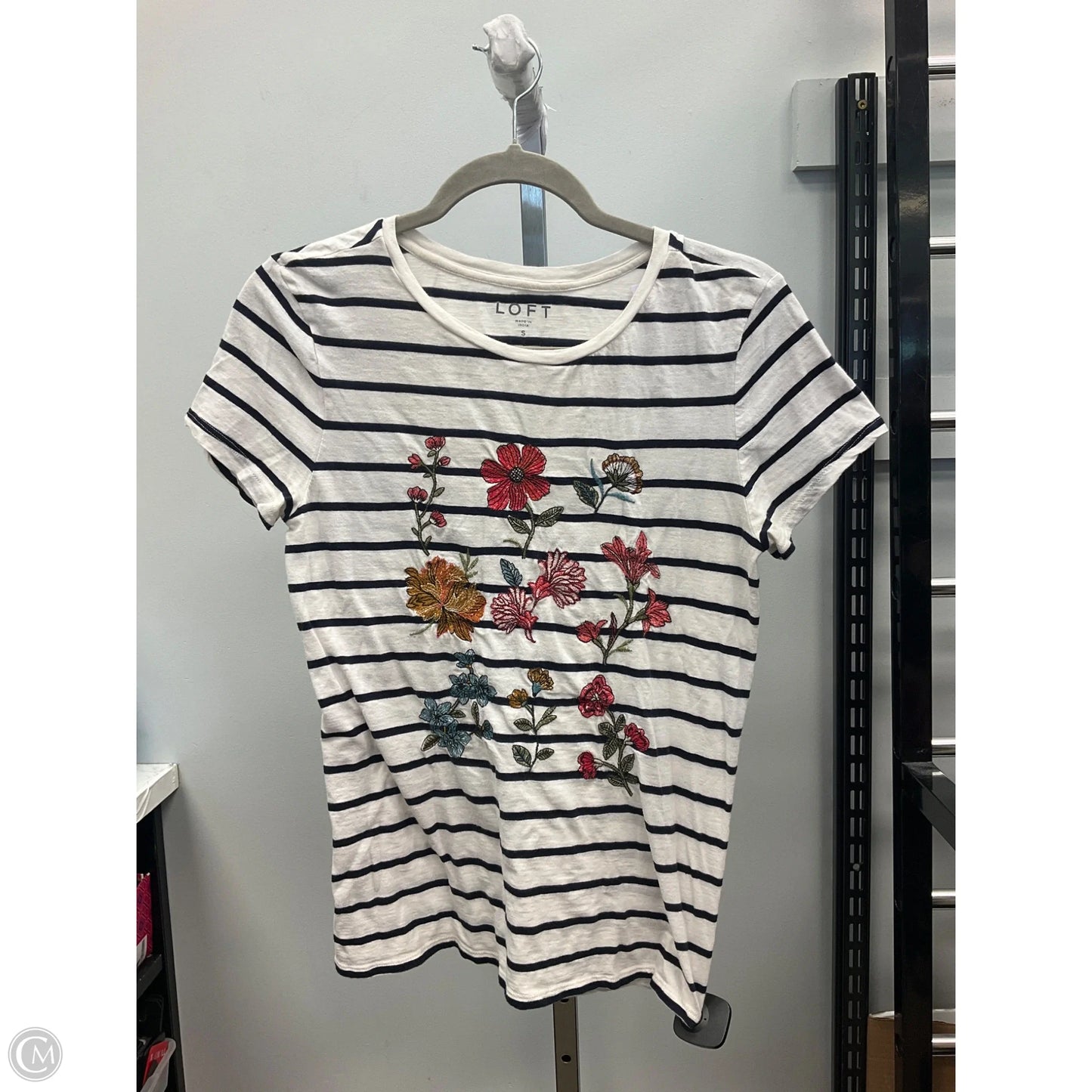 Top Short Sleeve By Loft In Striped Pattern, Size: S