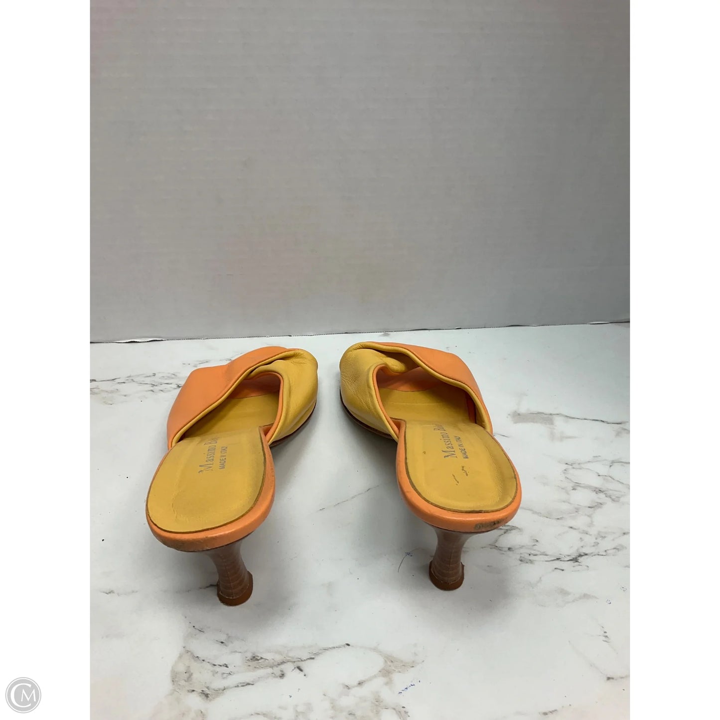 Sandals Heels Kitten By Cmc In Orange & Yellow, Size: 8