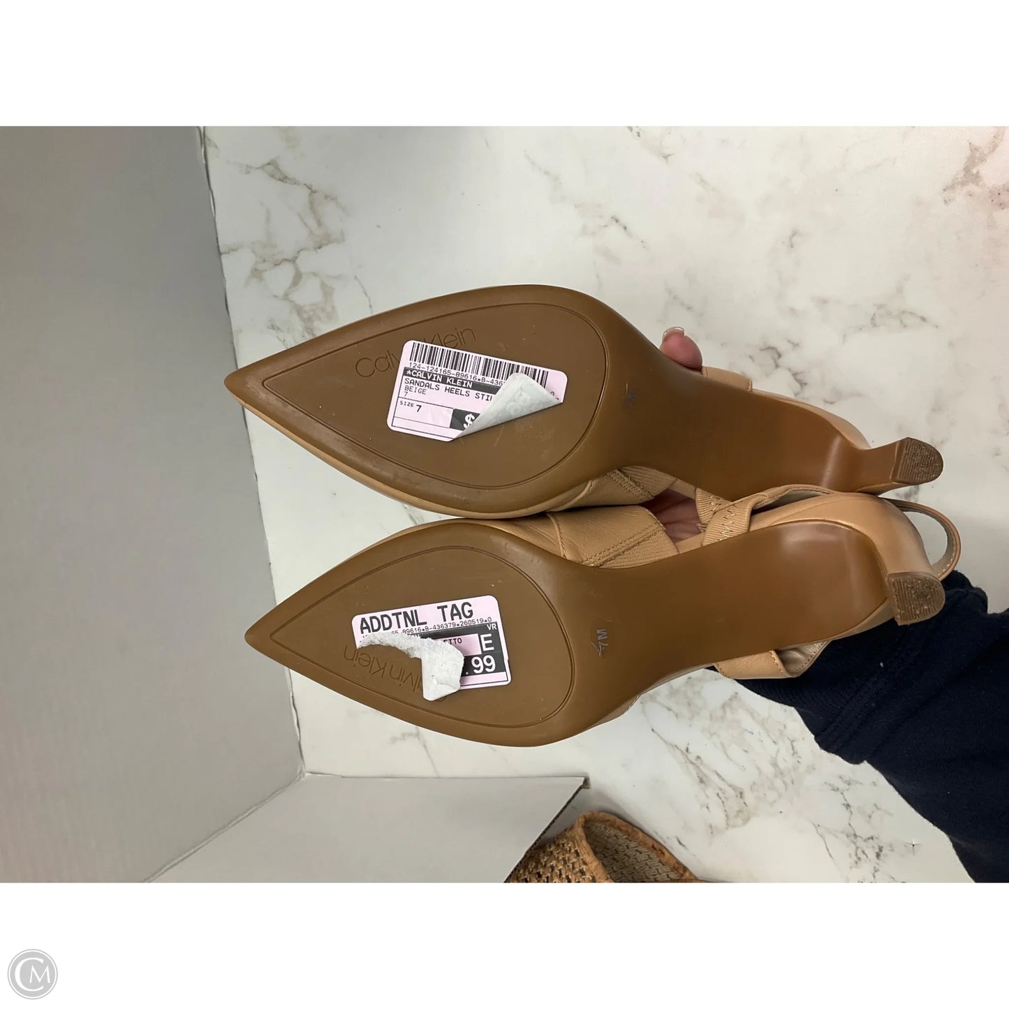 Sandals Heels Stiletto By Calvin Klein In Beige, Size: 7
