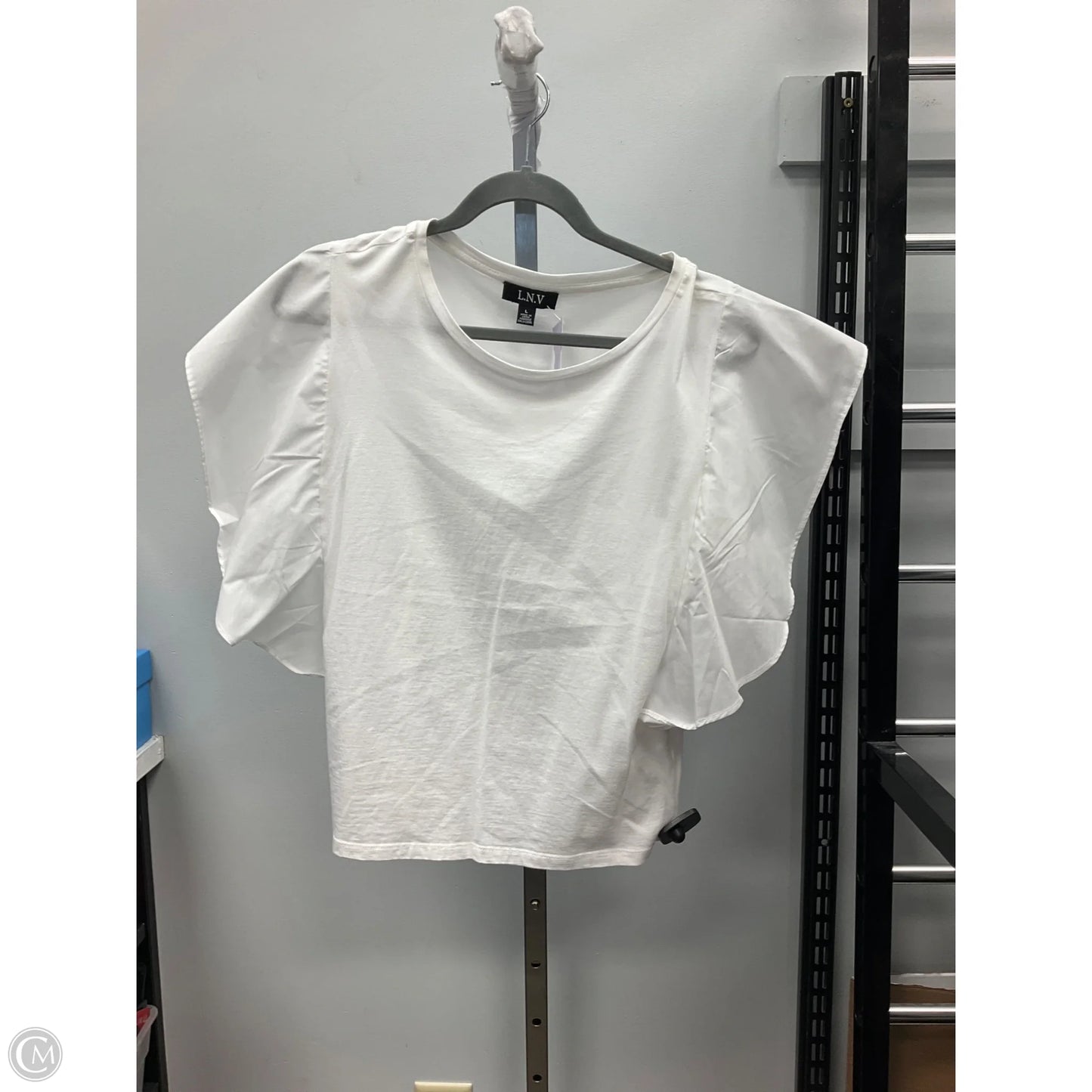 Top Short Sleeve By Cmc In White, Size: L