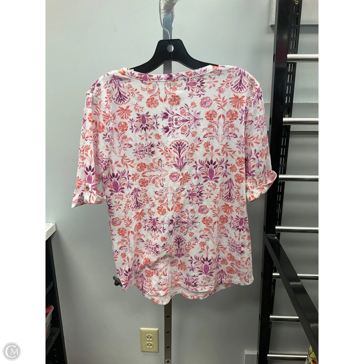 Top Short Sleeve By Croft And Barrow In Pink & Purple, Size: S
