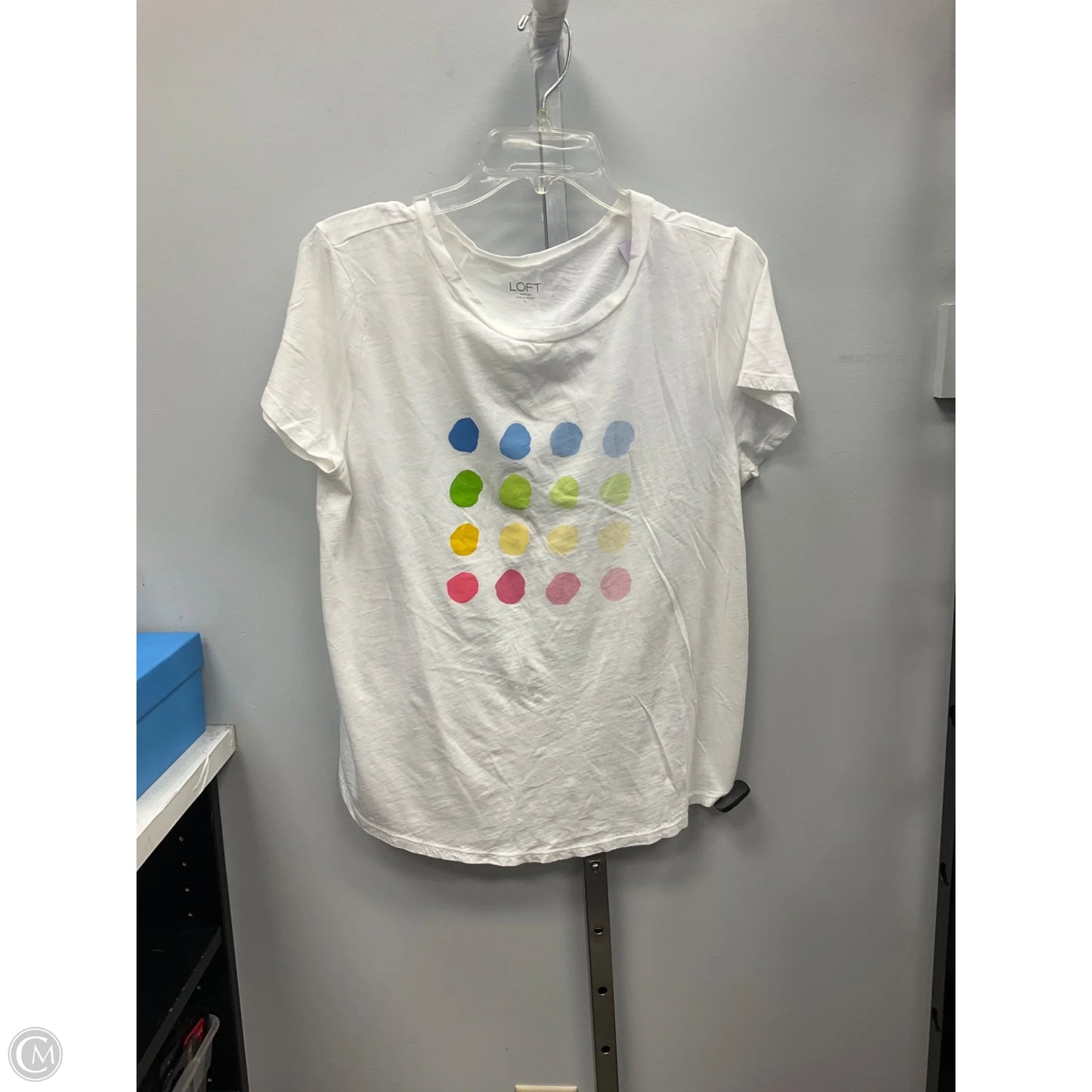 Top Short Sleeve By Loft In White, Size: L
