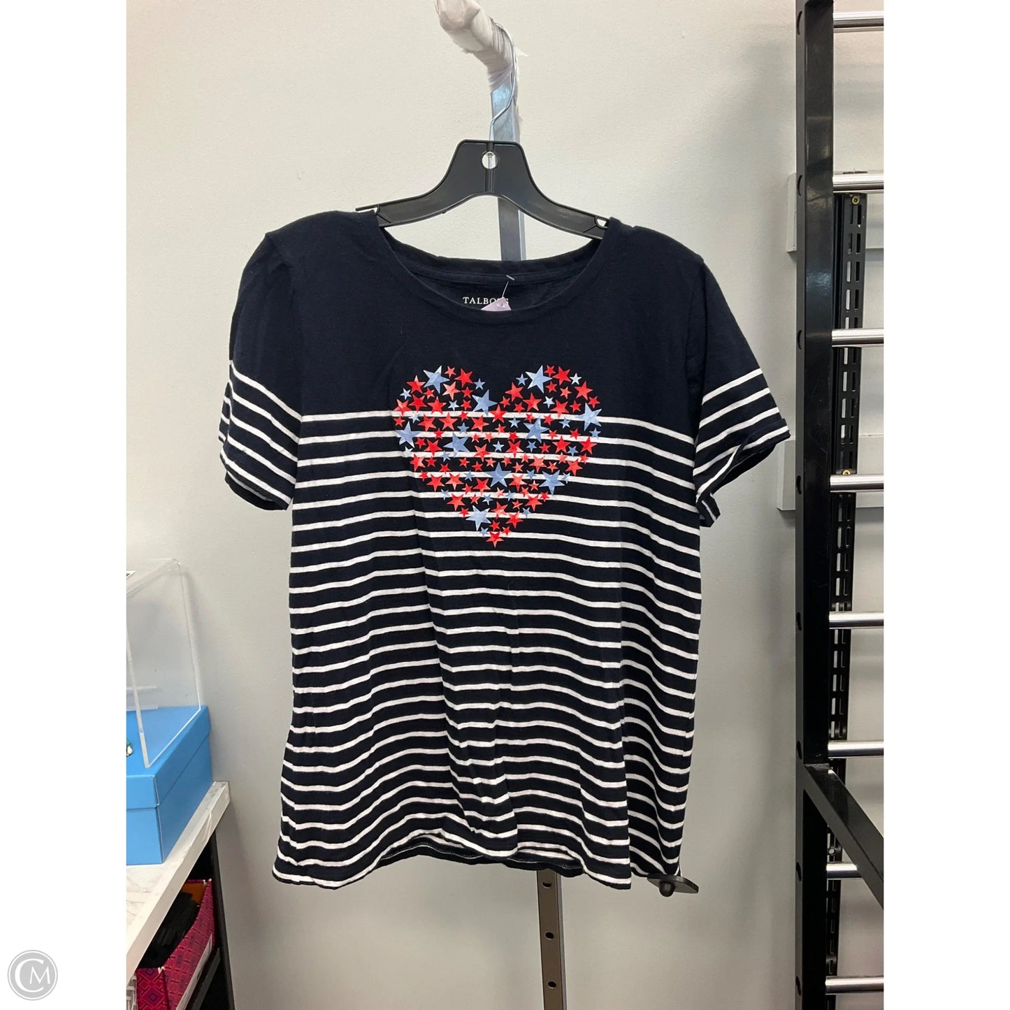 Top Short Sleeve By Talbots In Navy, Size: L