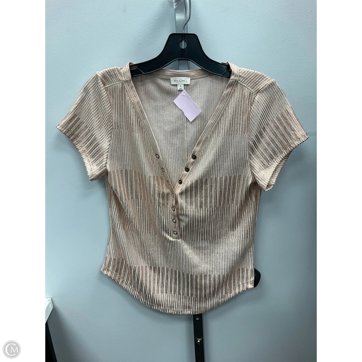 Top Short Sleeve By Pilcro In Rose Gold, Size: M