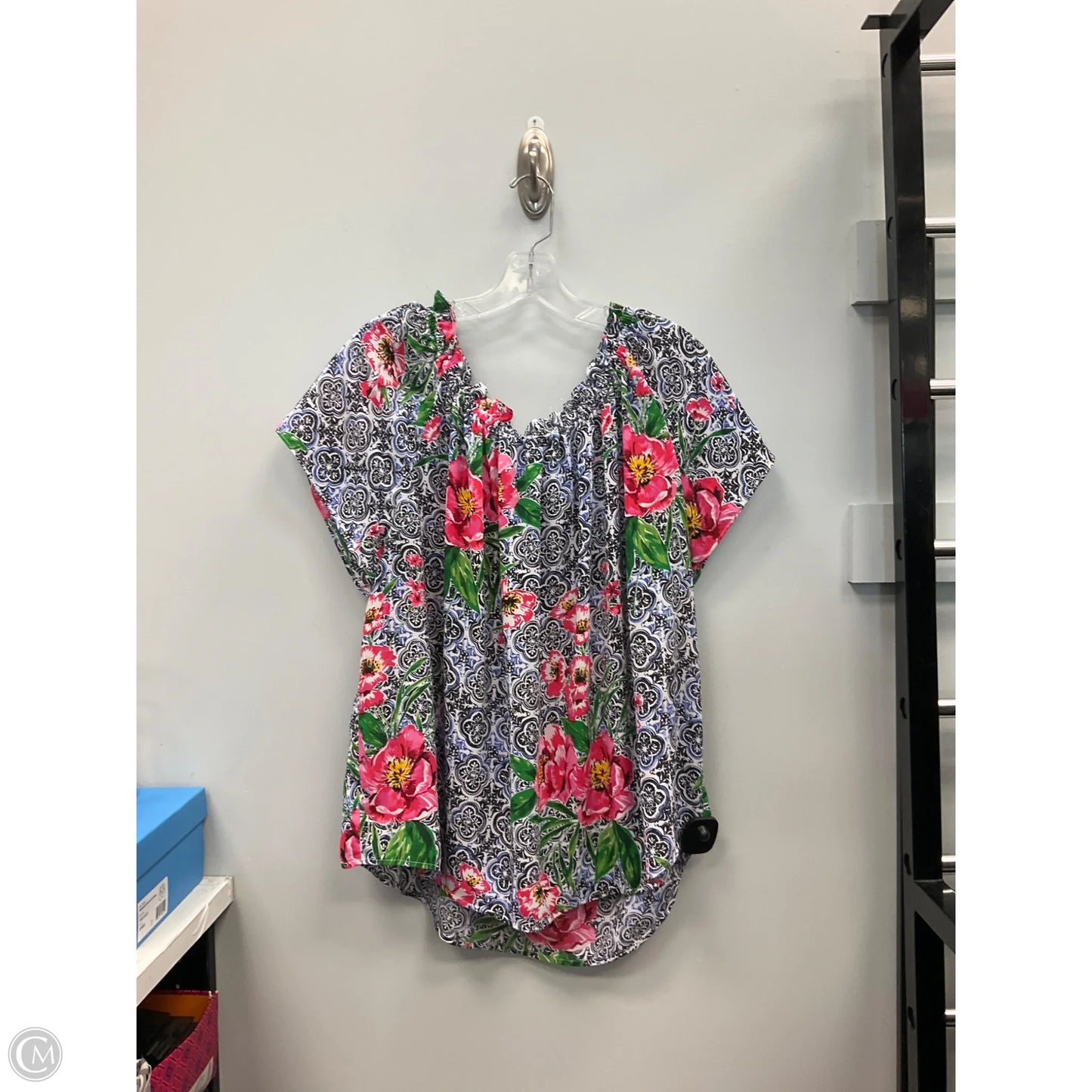 Top Short Sleeve By Talbots In Floral Print, Size: 2x