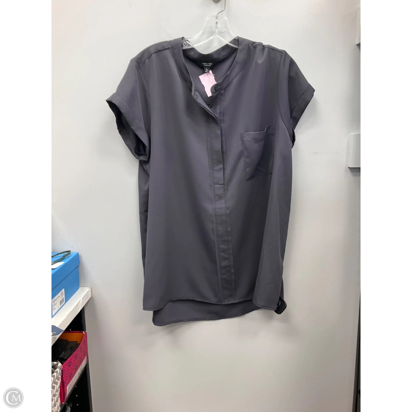 Top Short Sleeve By Simply Vera In Grey, Size: Xl