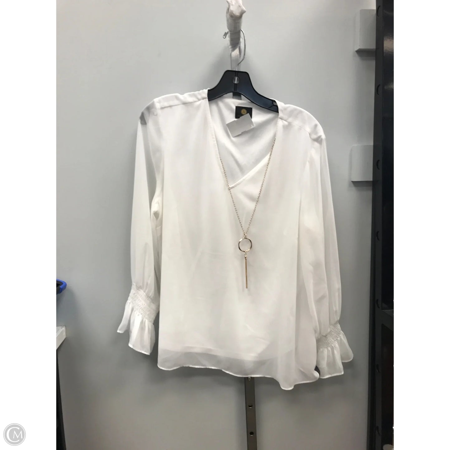Top Long Sleeve By Jm Collections In White, Size: Xlp