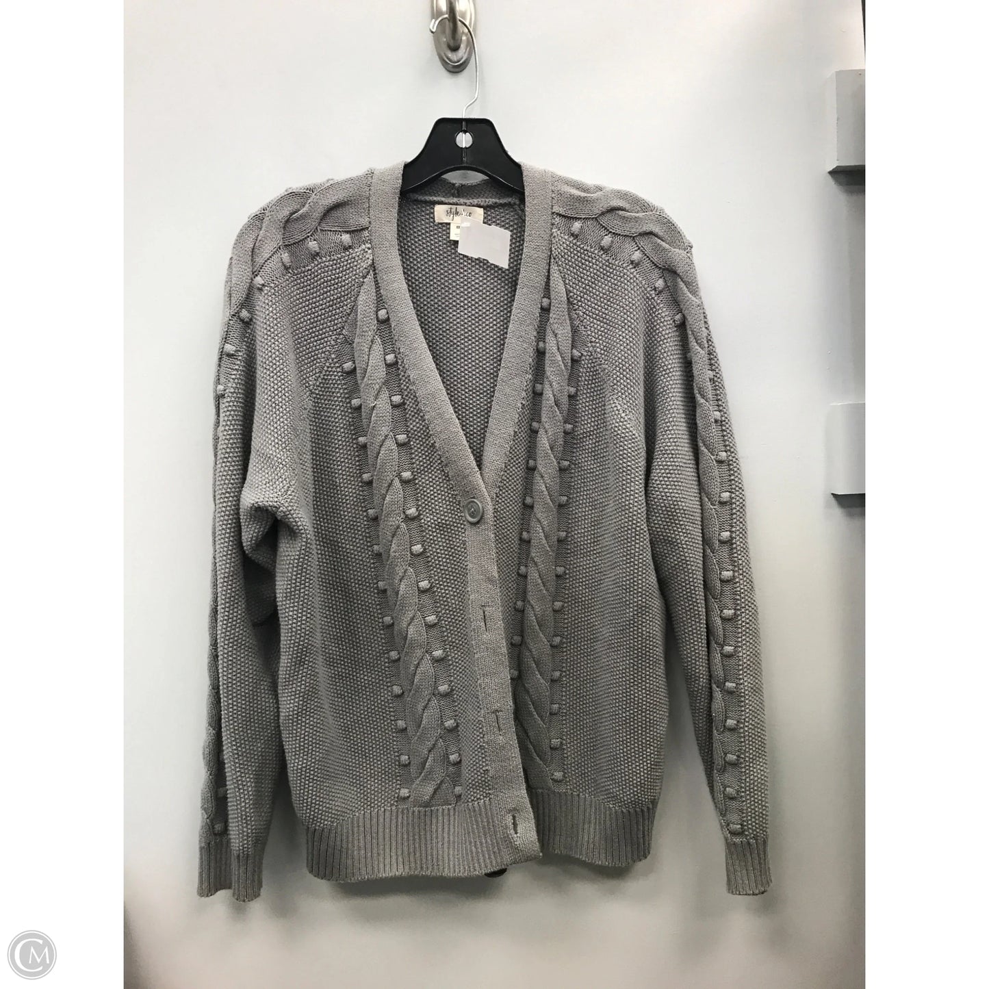 Sweater Cardigan By Style And Company In Grey, Size: Xxl