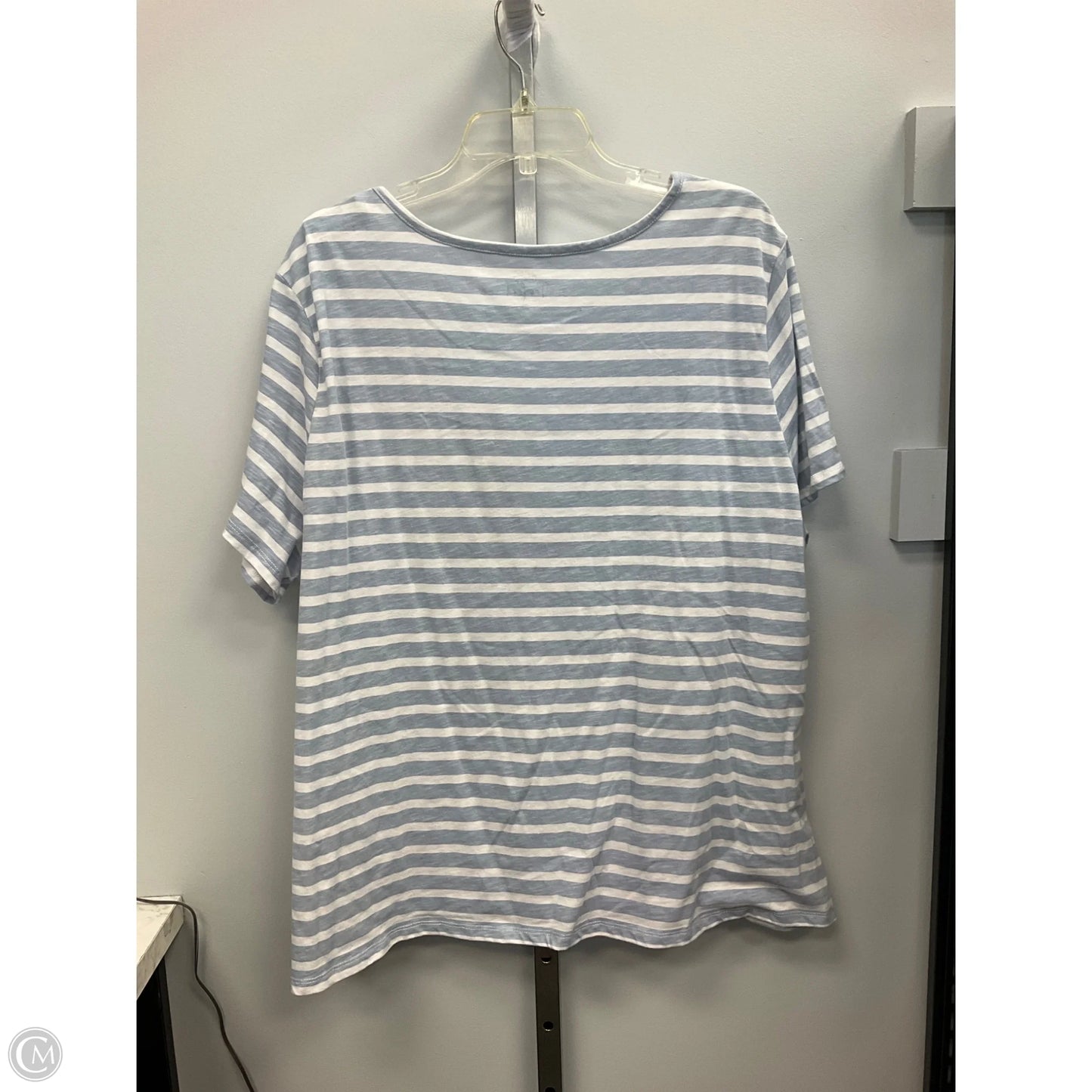 Top Short Sleeve By Como Sport In Blue & White, Size: 3x