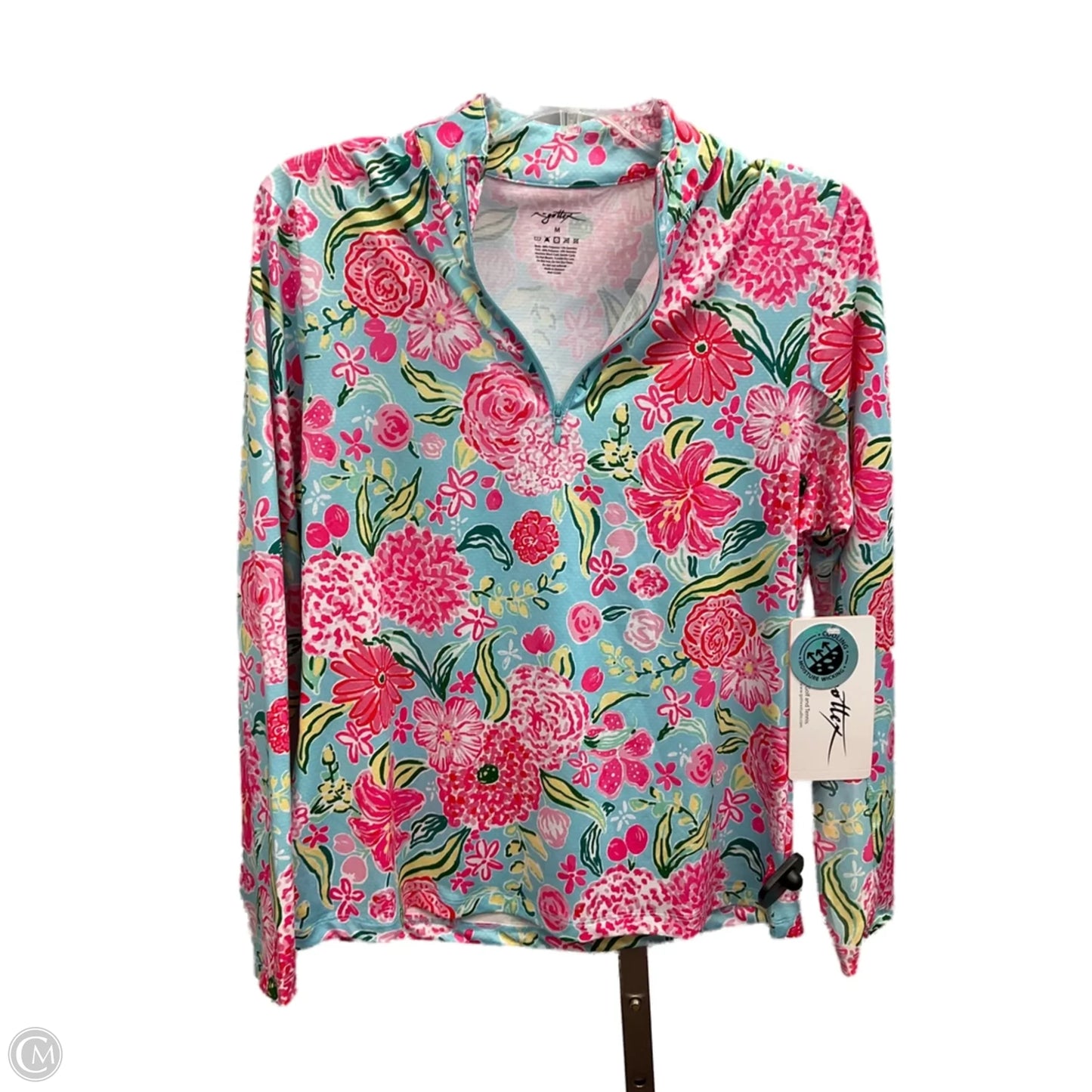 Athletic Top Long Sleeve Collar By Gottex In Floral Print, Size: M