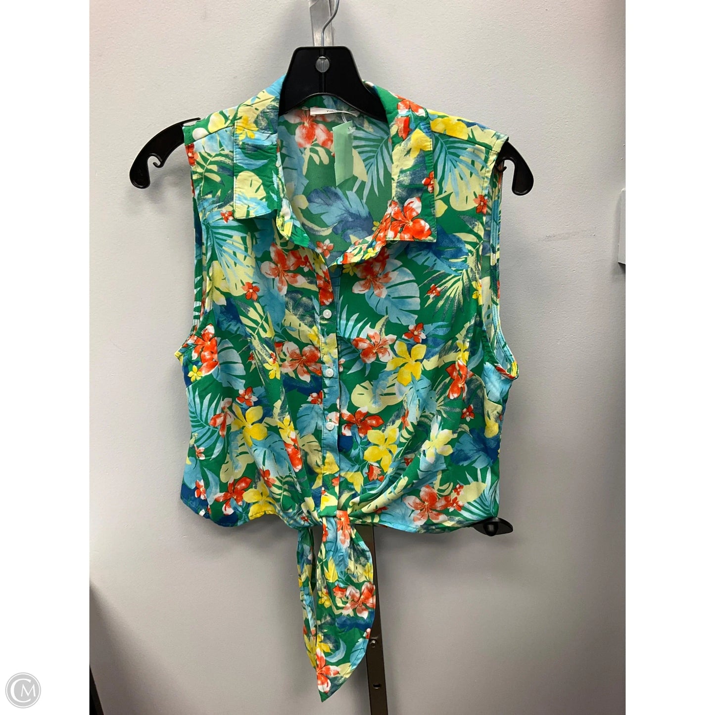Top Sleeveless By Timing In Blue & Green, Size: L
