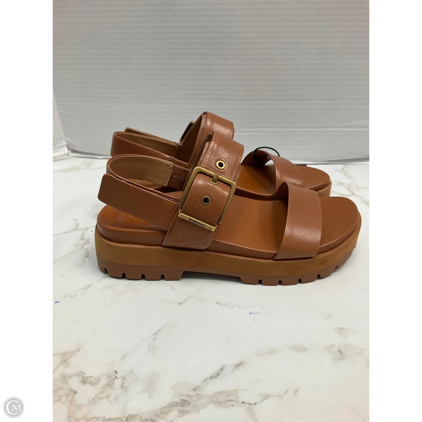 Sandals Heels Platform By Vionic In Brown, Size: 6