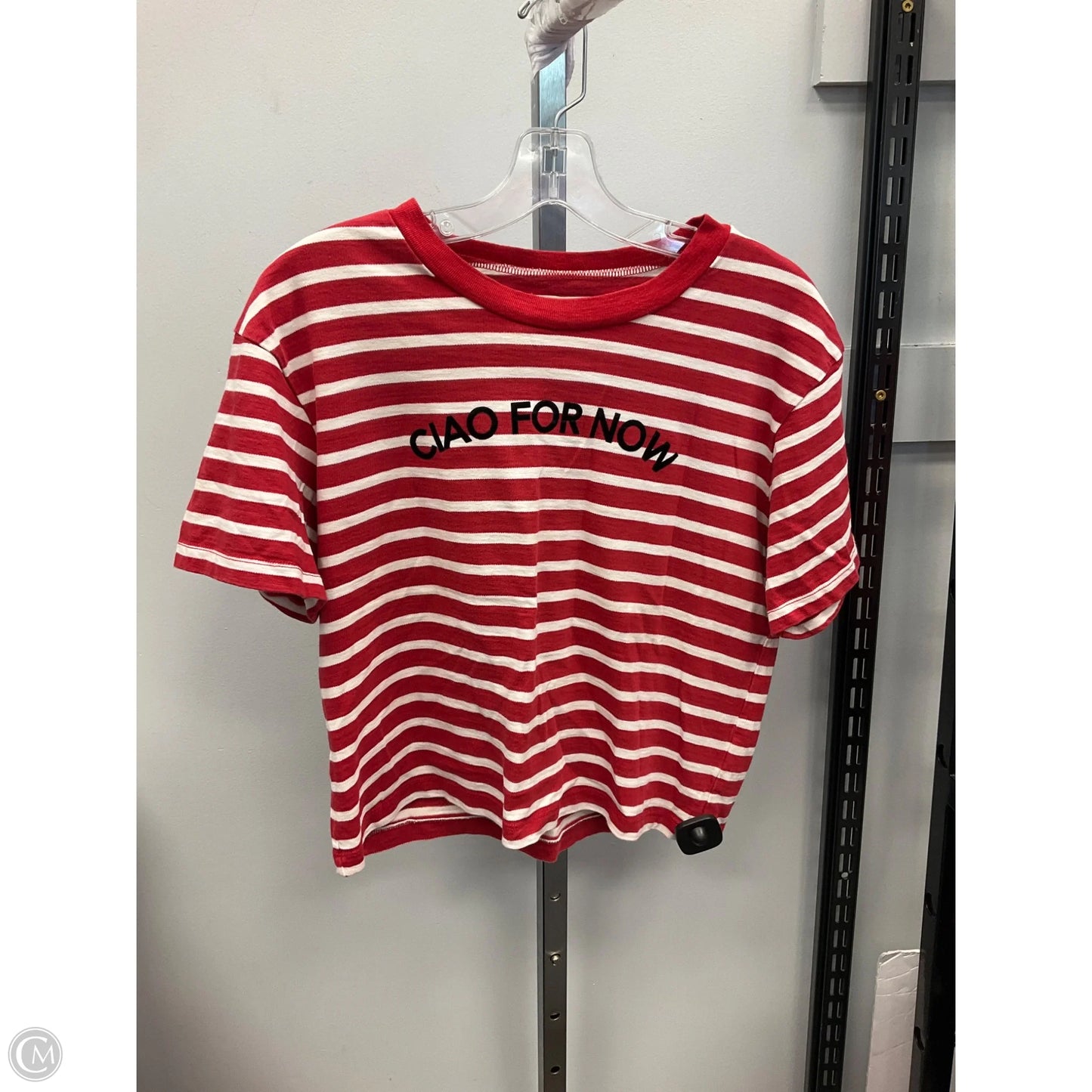 Top Short Sleeve By Madewell In Red & White, Size: S