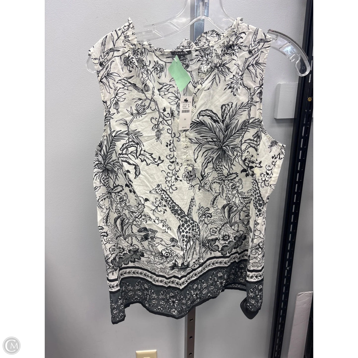 Top Sleeveless By Talbots In Black & White, Size: M