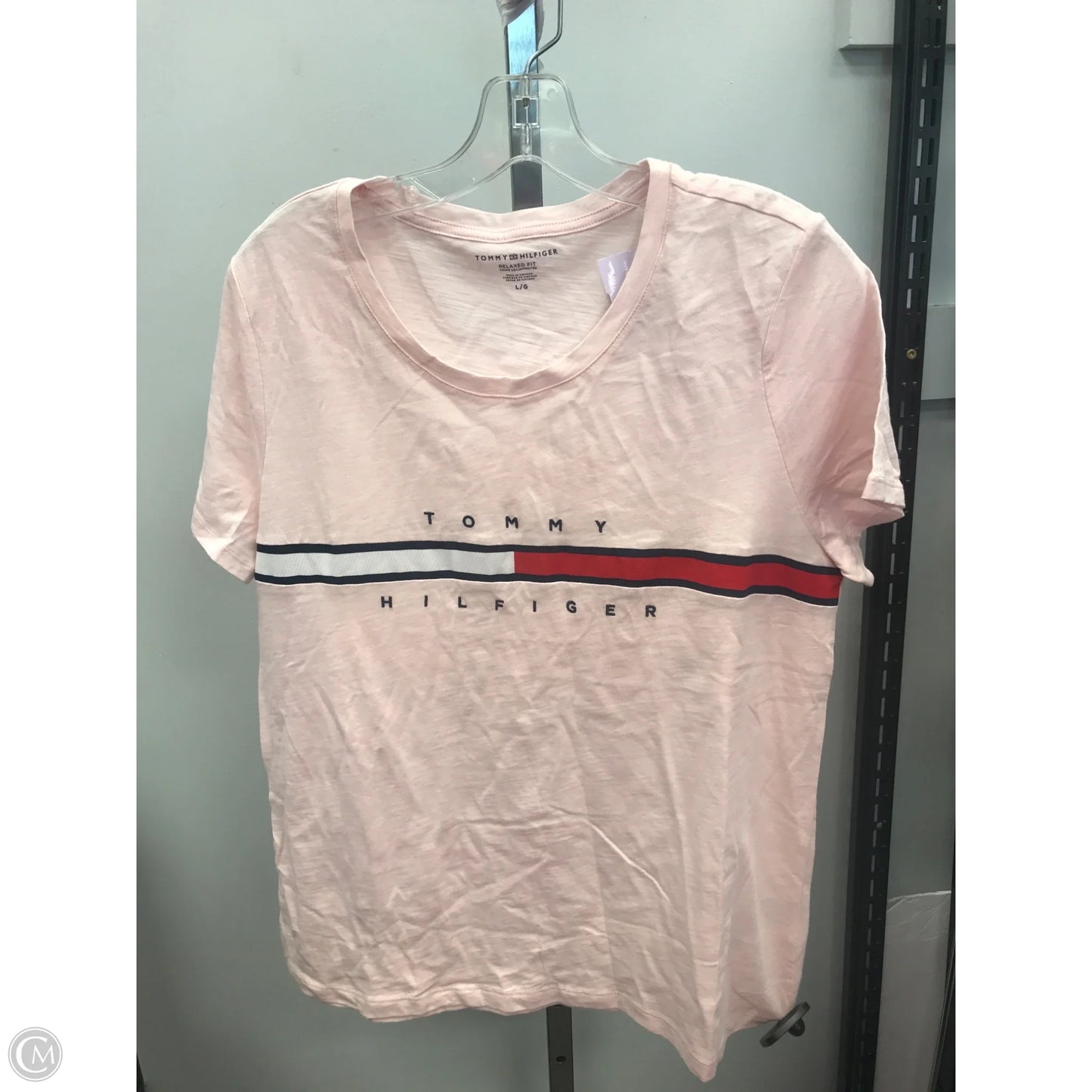 Top Short Sleeve By Tommy Hilfiger In Pink, Size: L
