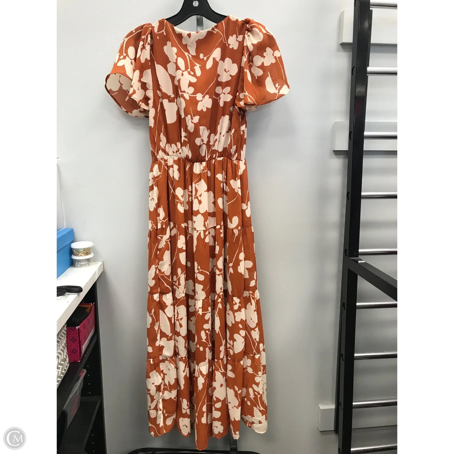 Dress Casual Midi By Abercrombie And Fitch In Orange & White, Size: Xs