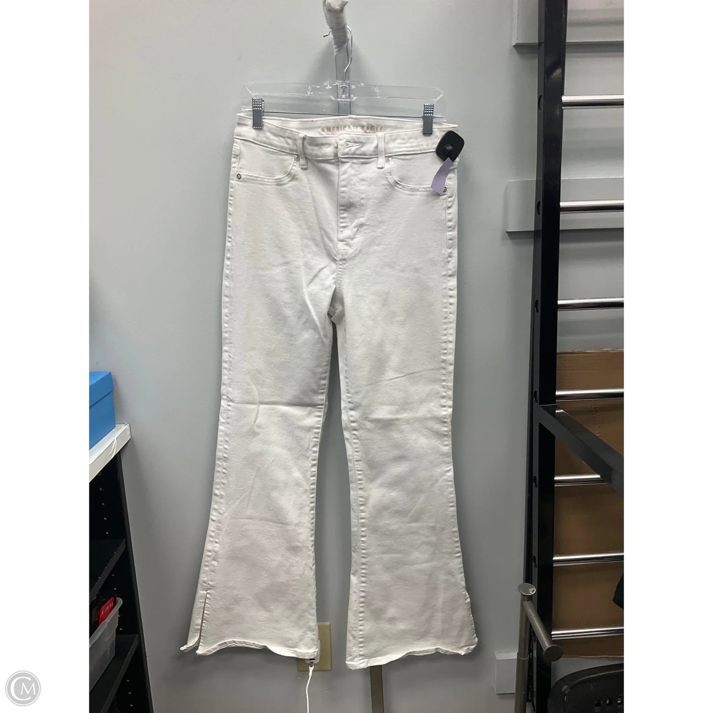 Jeans Flared By American Eagle In White, Size: 12