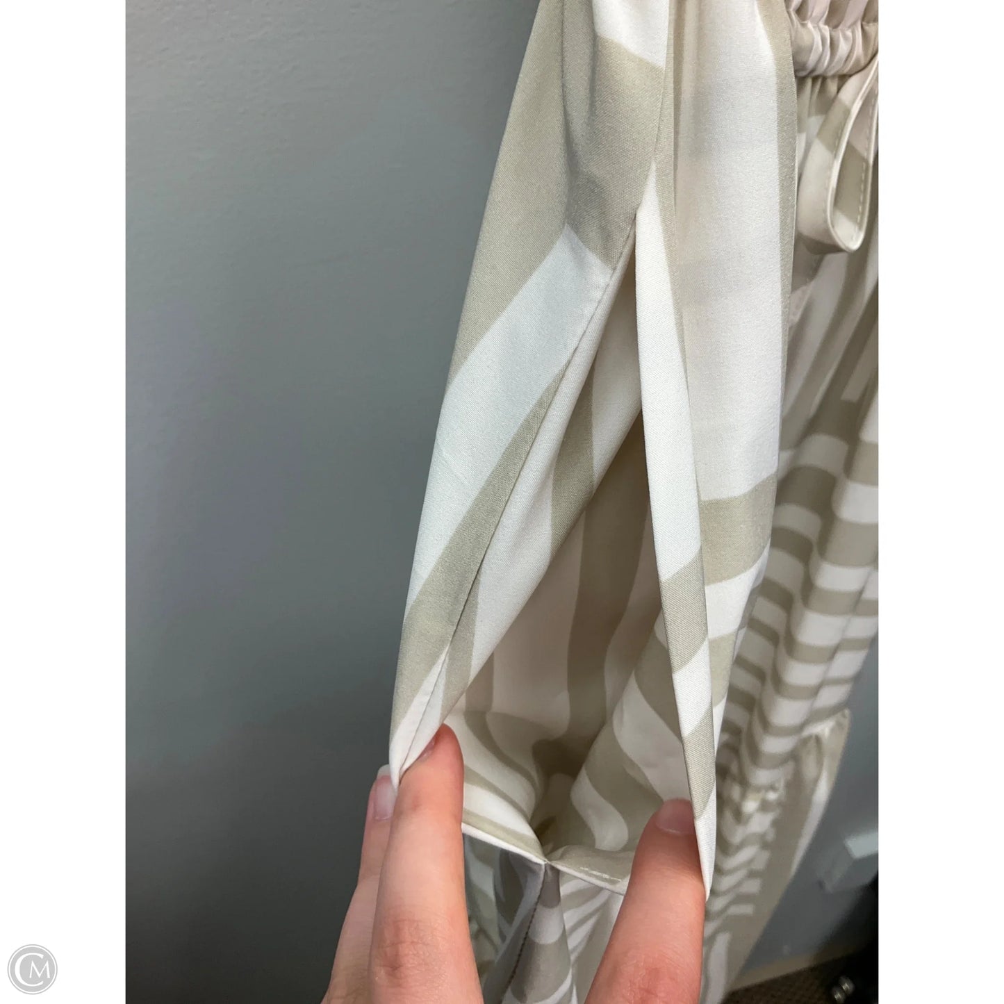 Dress Casual Midi By Calvin Klein In Tan & White, Size: 8