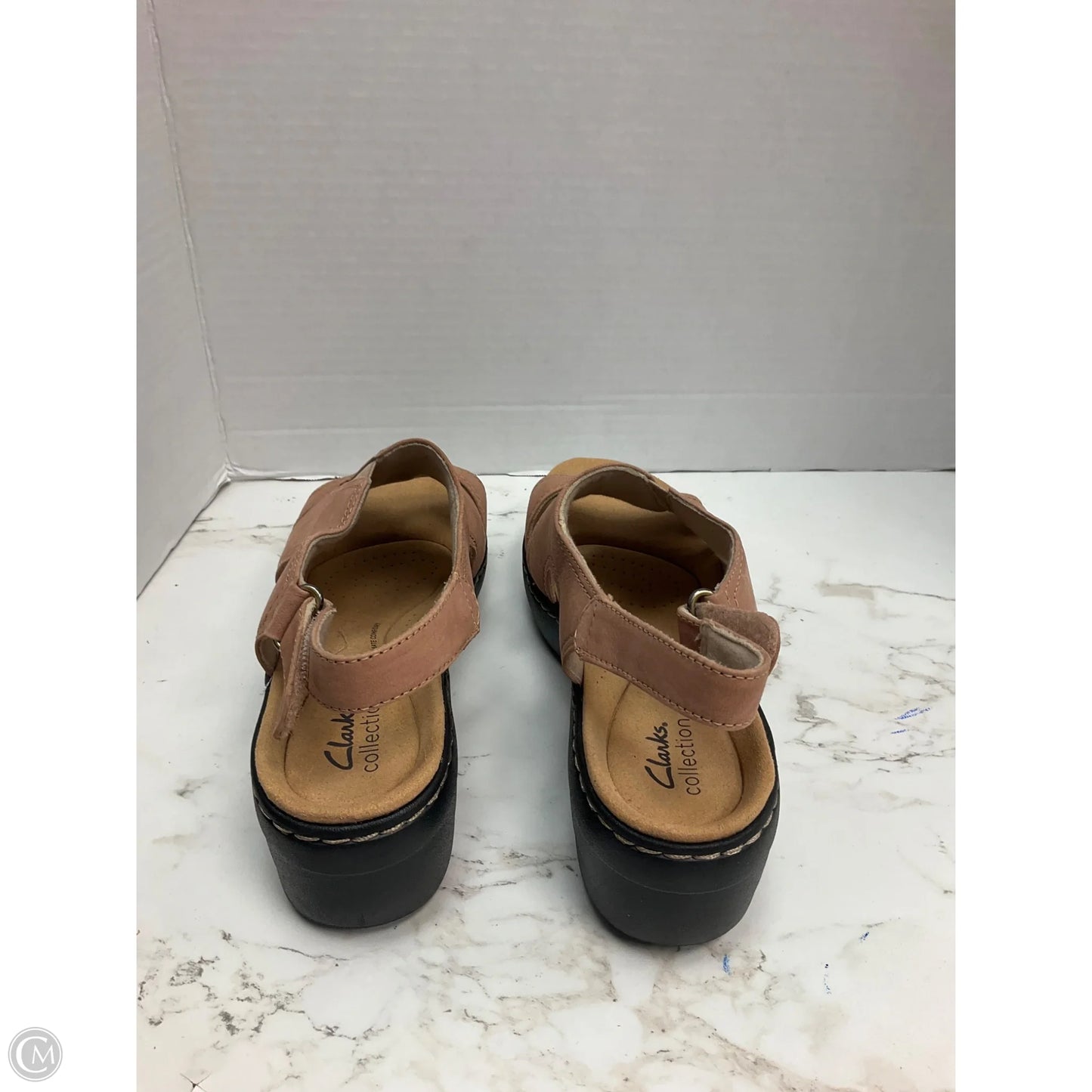 Sandals Heels Wedge By Clarks In Brown, Size: 9