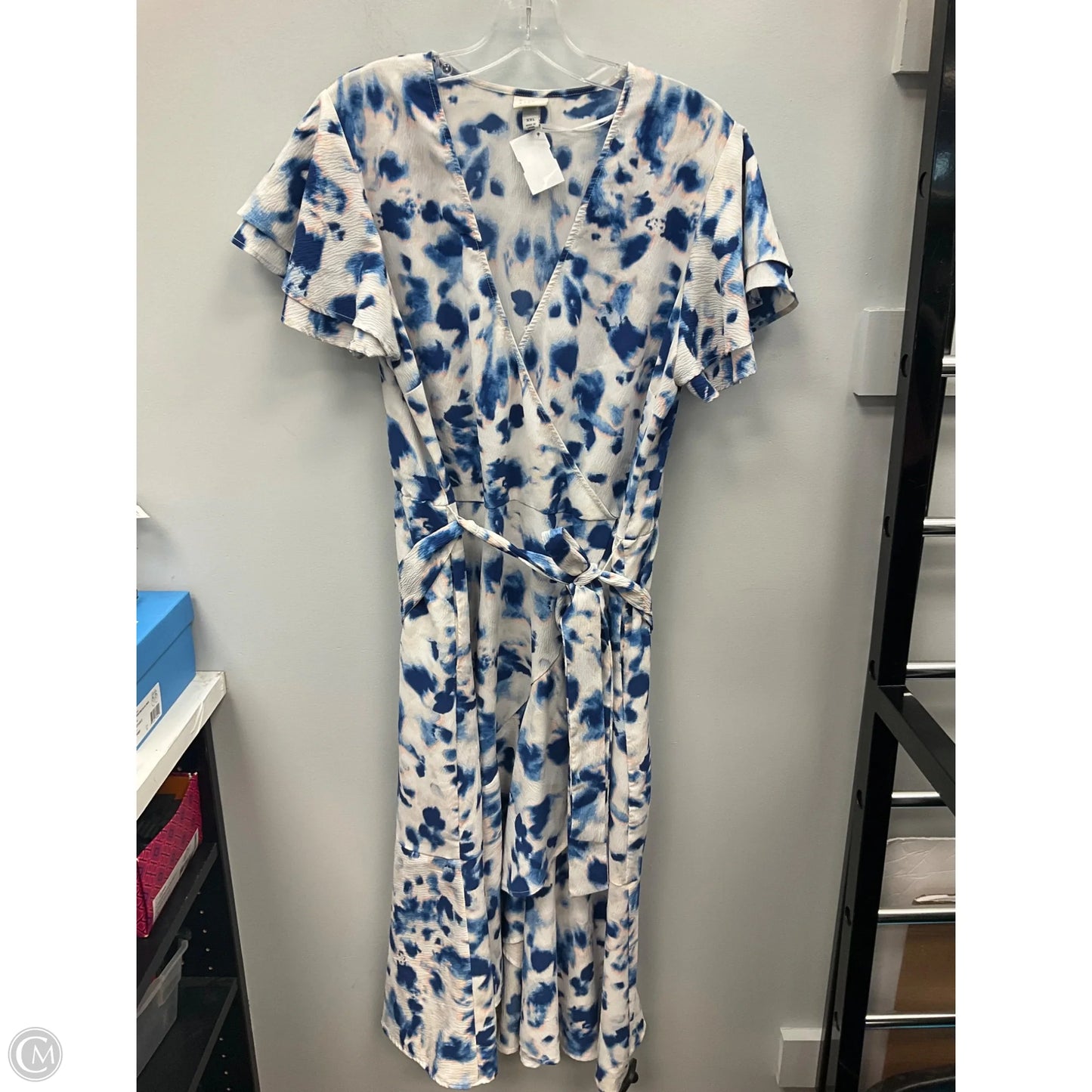 Dress Casual Midi By A New Day In Blue & White, Size: Xxl