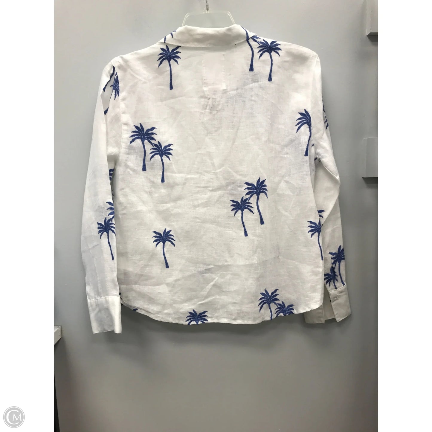 Top Long Sleeve By Calypso St Barth In Blue & White, Size: M