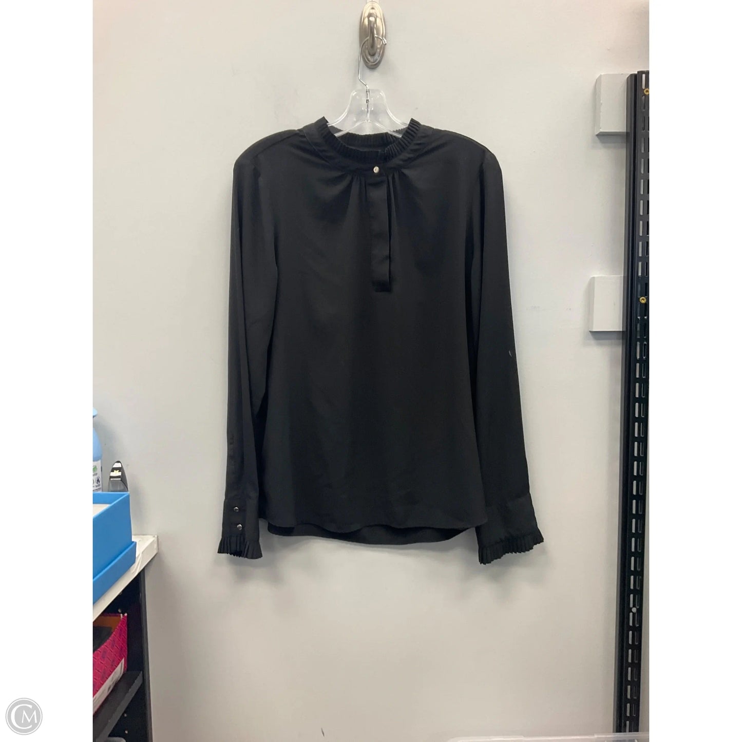 Top Long Sleeve By Calvin Klein In Black, Size: L