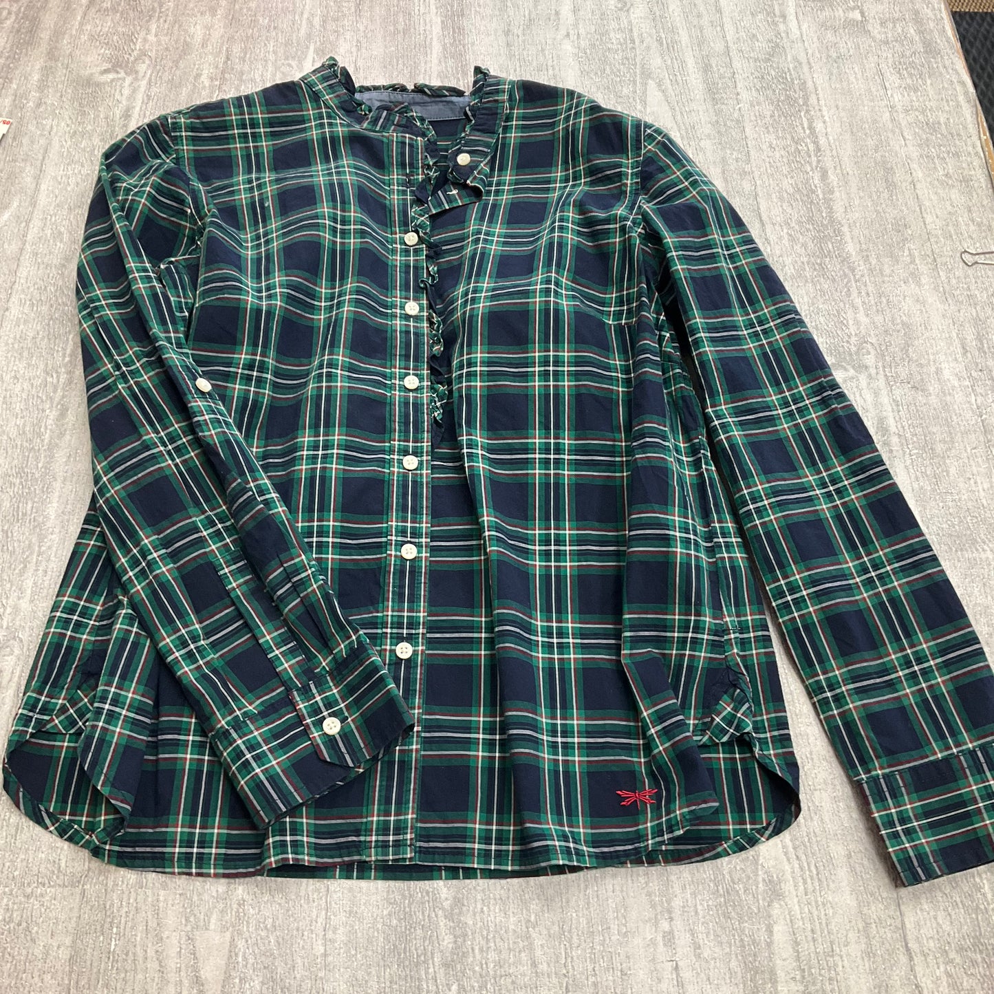 Top Long Sleeve By Talbots In Plaid Pattern, Size: 12p