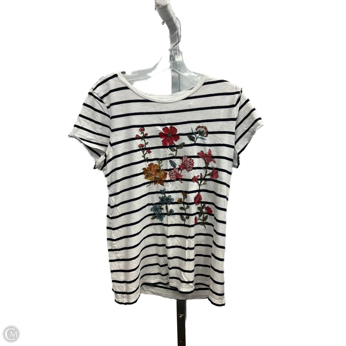 Top Short Sleeve By Loft In Striped Pattern, Size: M