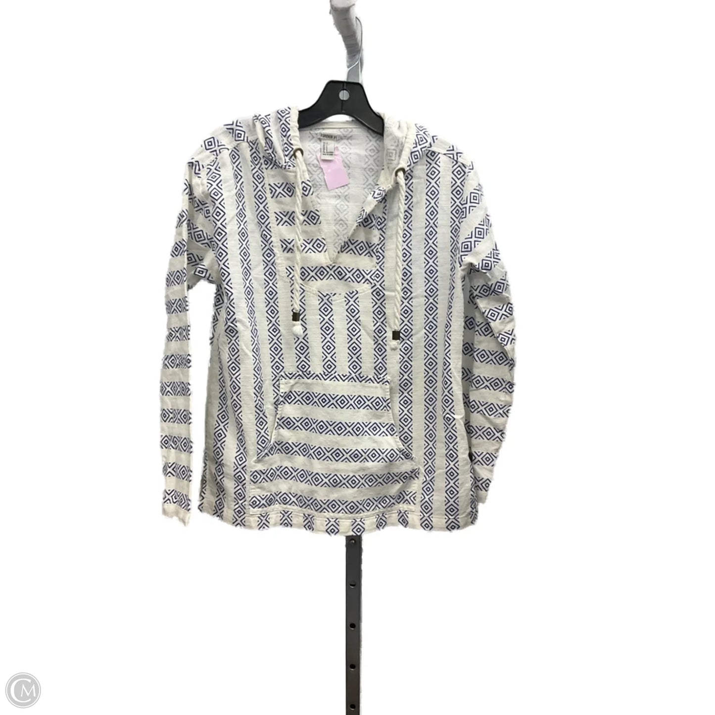 Sweatshirt Hoodie By Forever 21 In Blue & White, Size: S