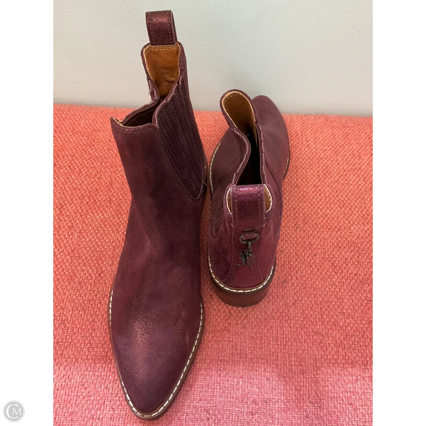 Boots Designer By Coach In Maroon, Size: 7