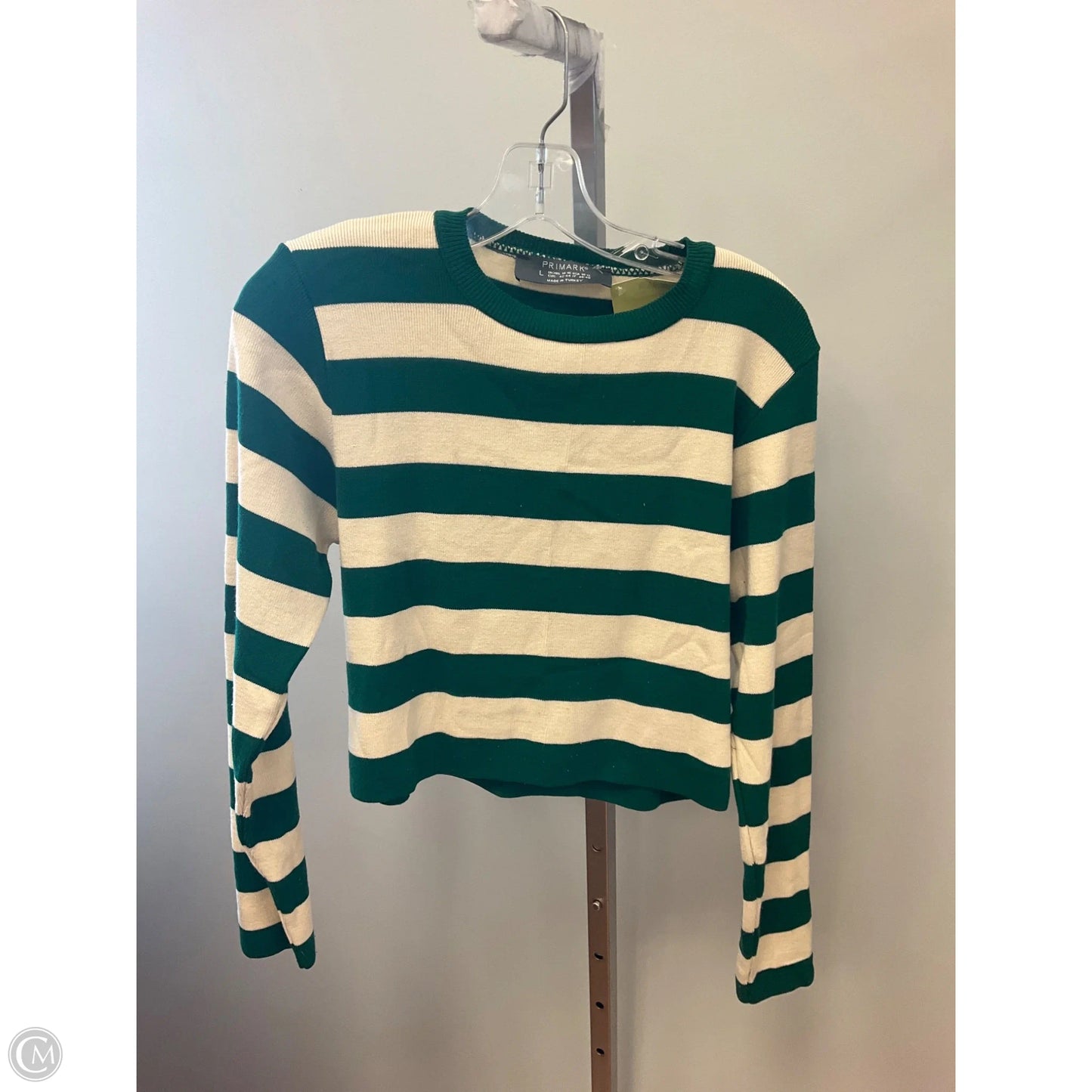 Top Long Sleeve By Primark In Striped Pattern, Size: L