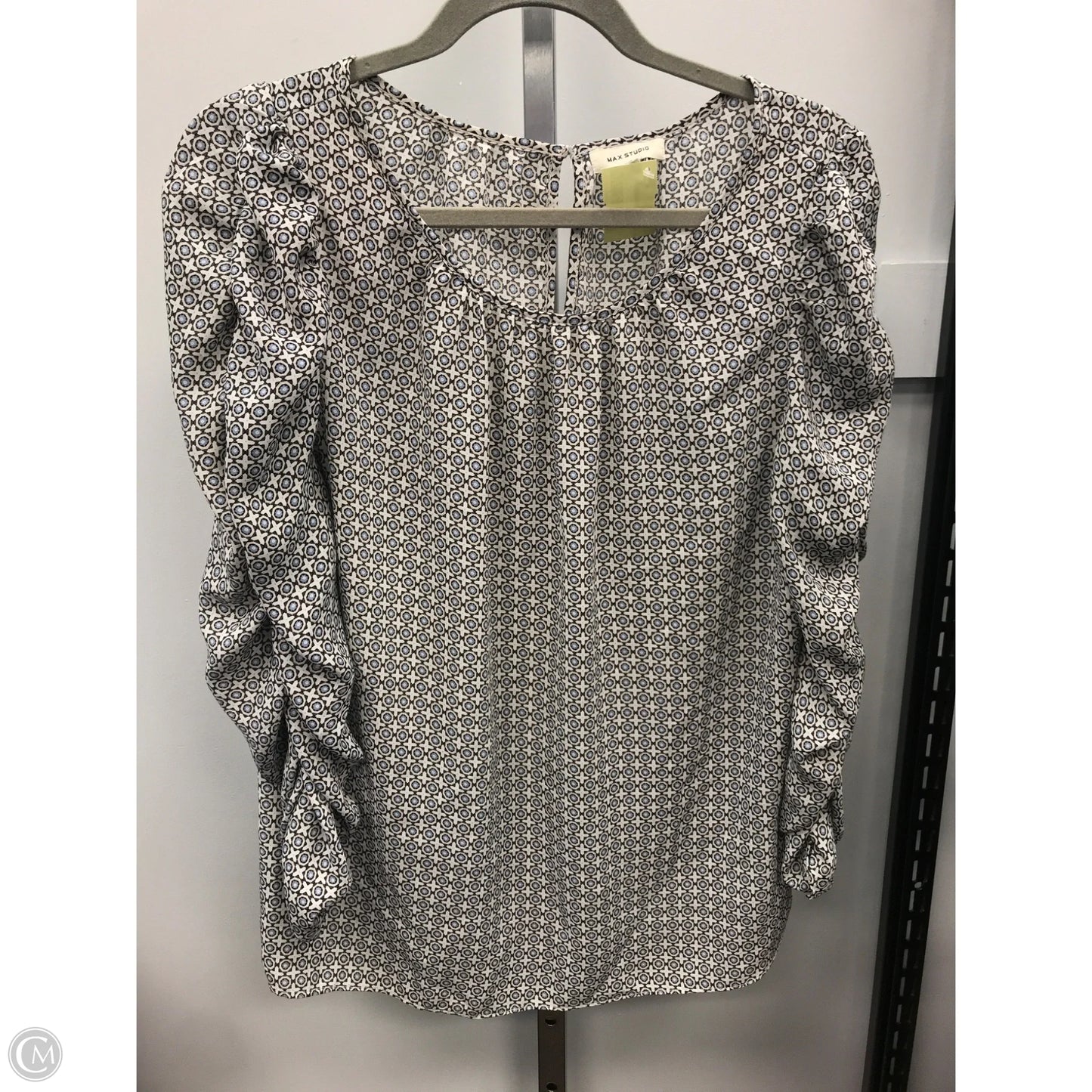 Top Long Sleeve By Max Studio In Blue & Cream, Size: M