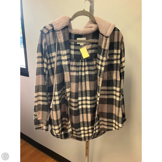 Sweatshirt Hoodie By American Eagle In Plaid Pattern, Size: S