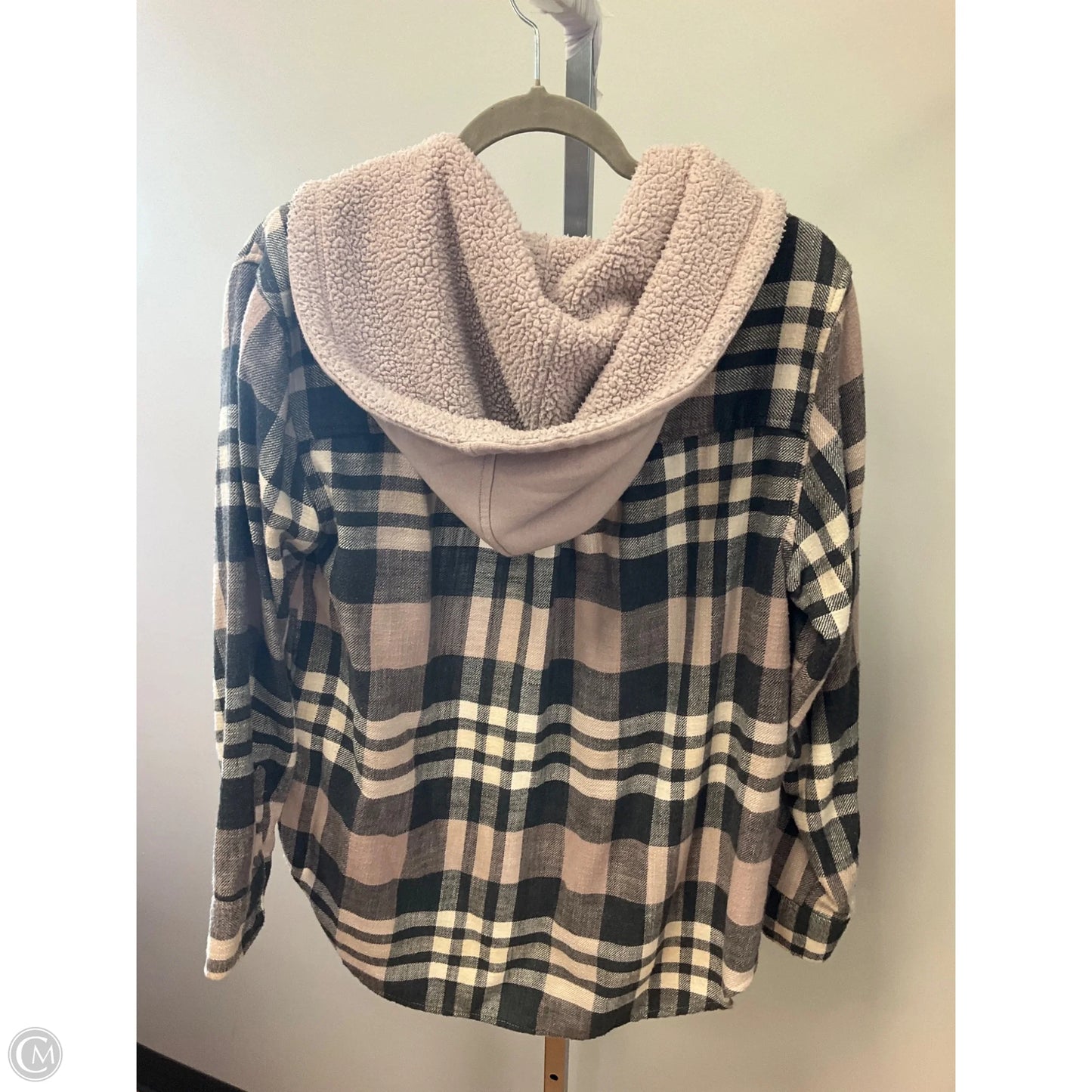 Sweatshirt Hoodie By American Eagle In Plaid Pattern, Size: S