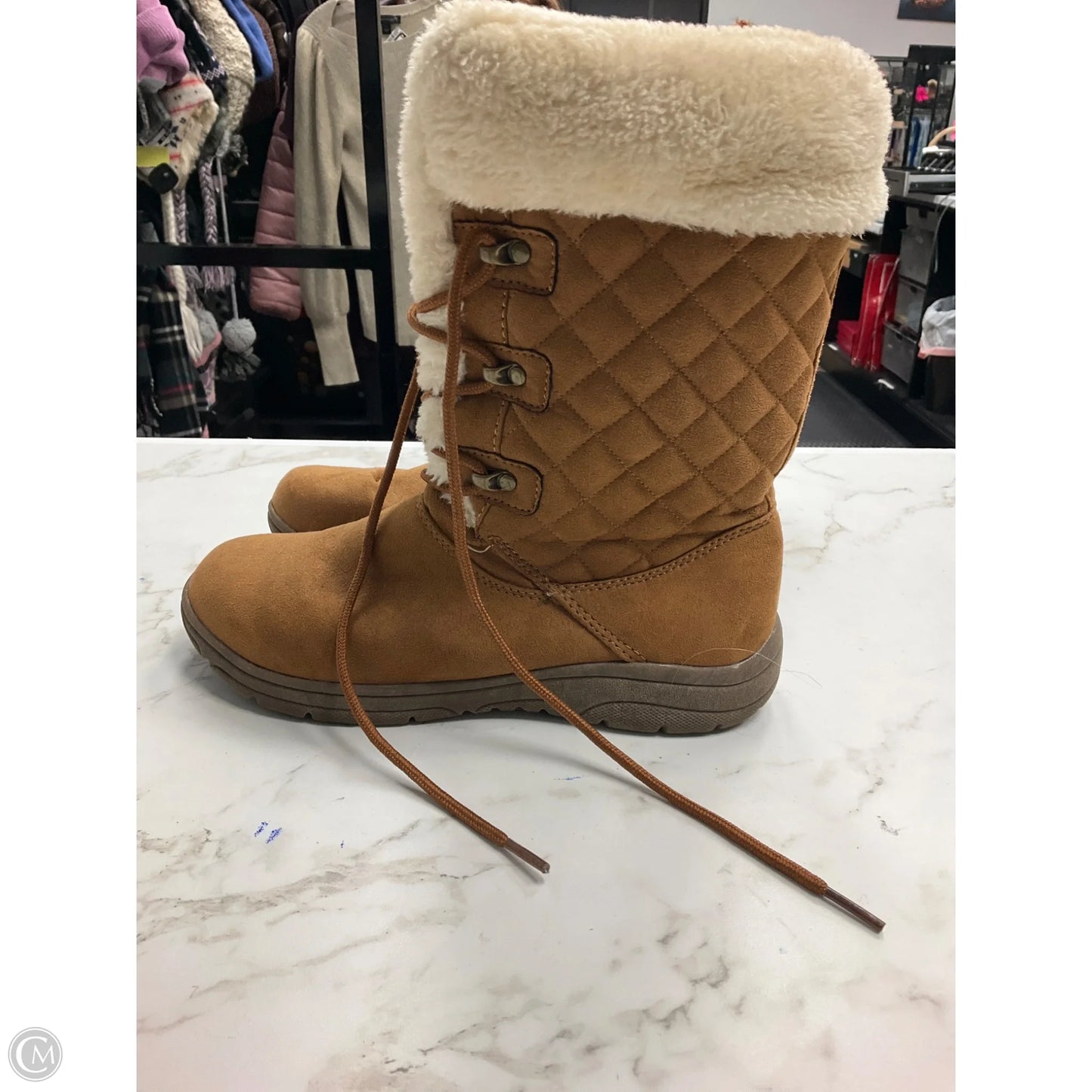 Boots Mid-calf Flats By Clothes Mentor In Brown, Size: 8