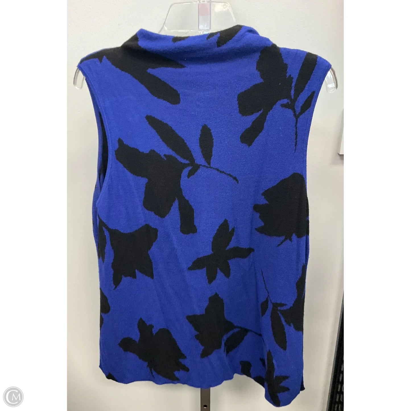 Vest Sweater By Chicos In Black & Blue, Size: L