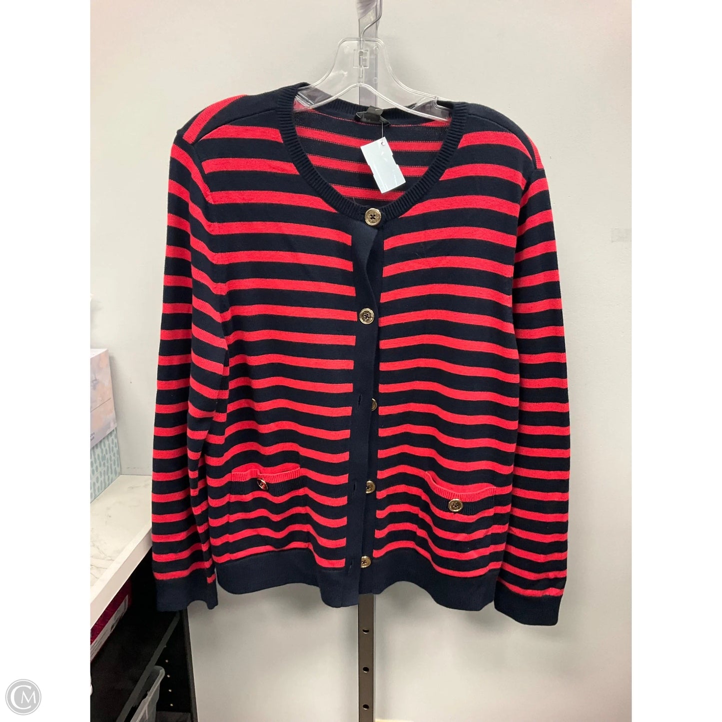 Sweater Cardigan By J. Jill In Striped Pattern, Size: Lp