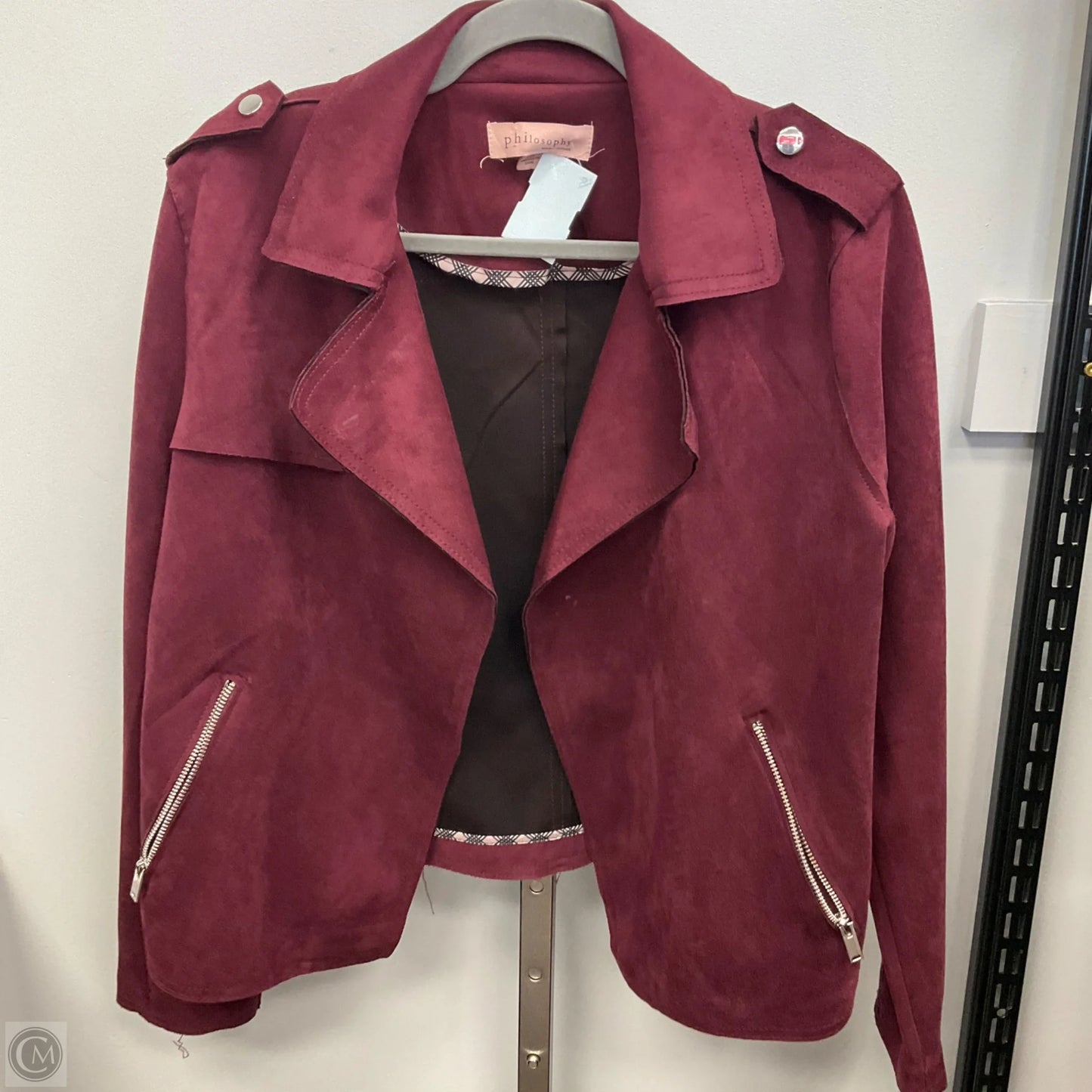 Jacket Moto By Philosophy In Maroon, Size: L