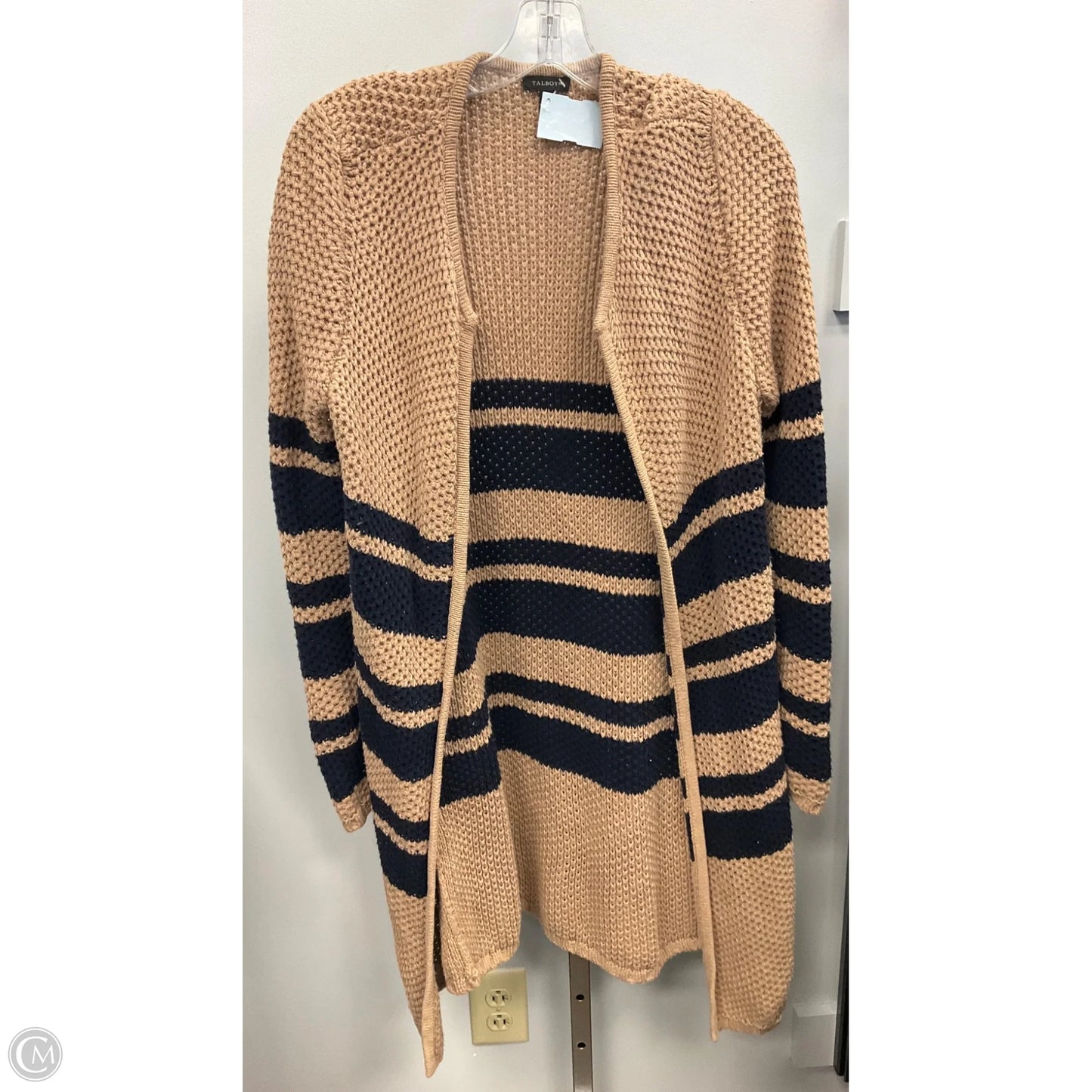 Sweater Cardigan By Talbots In Blue & Tan, Size: S