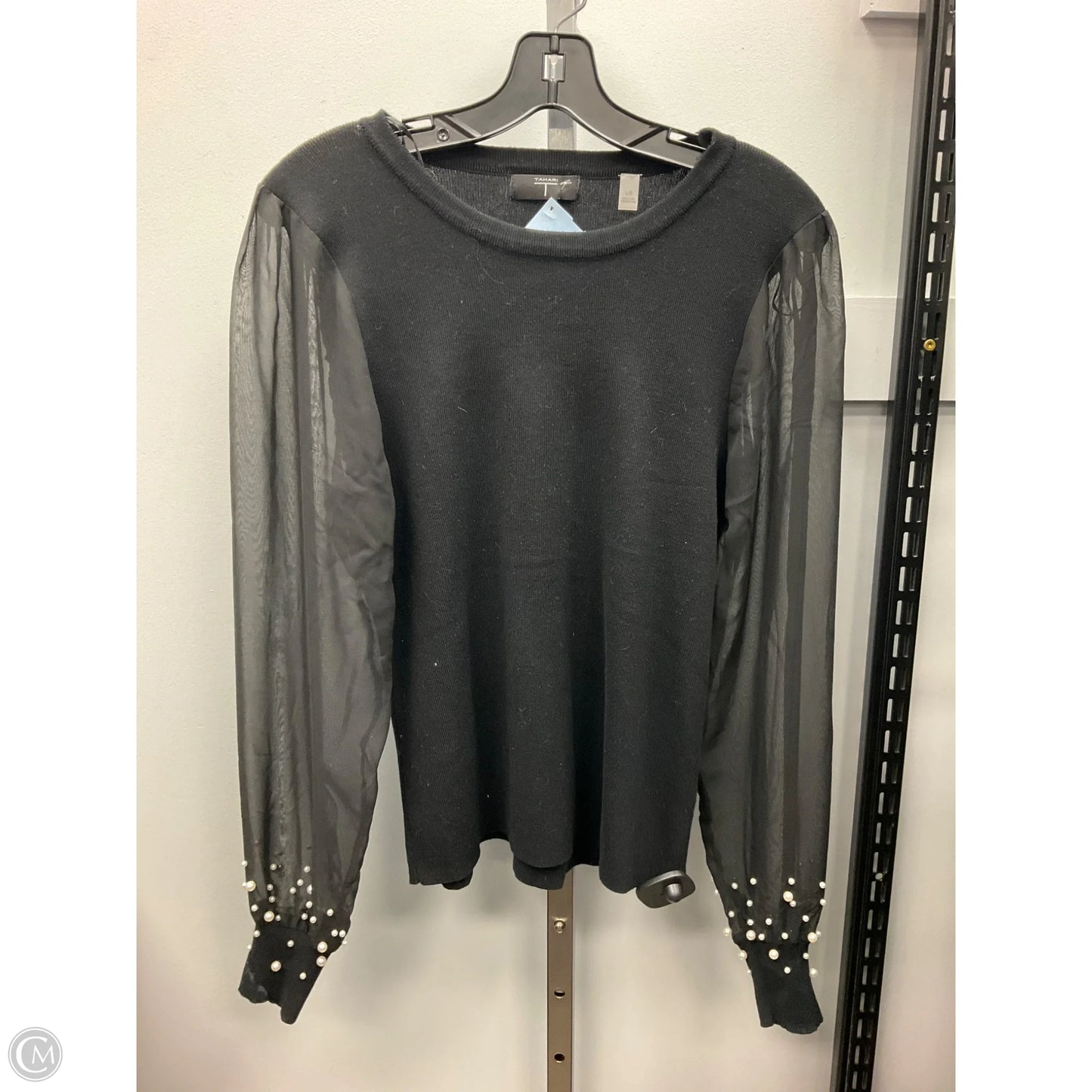 Top Long Sleeve By Tahari In Black, Size: L