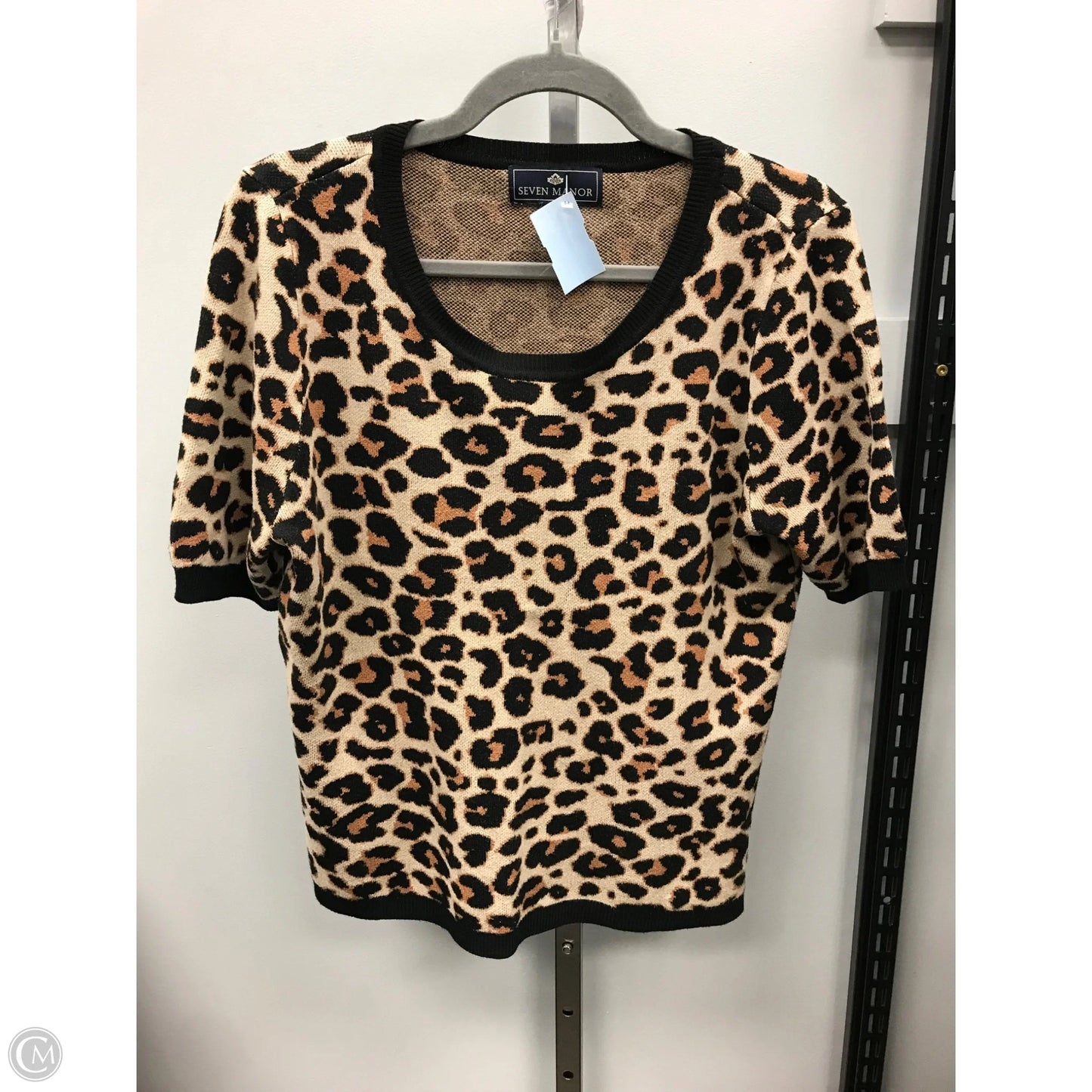 Sweater Short Sleeve By Seven Manor In Animal Print, Size: Xl