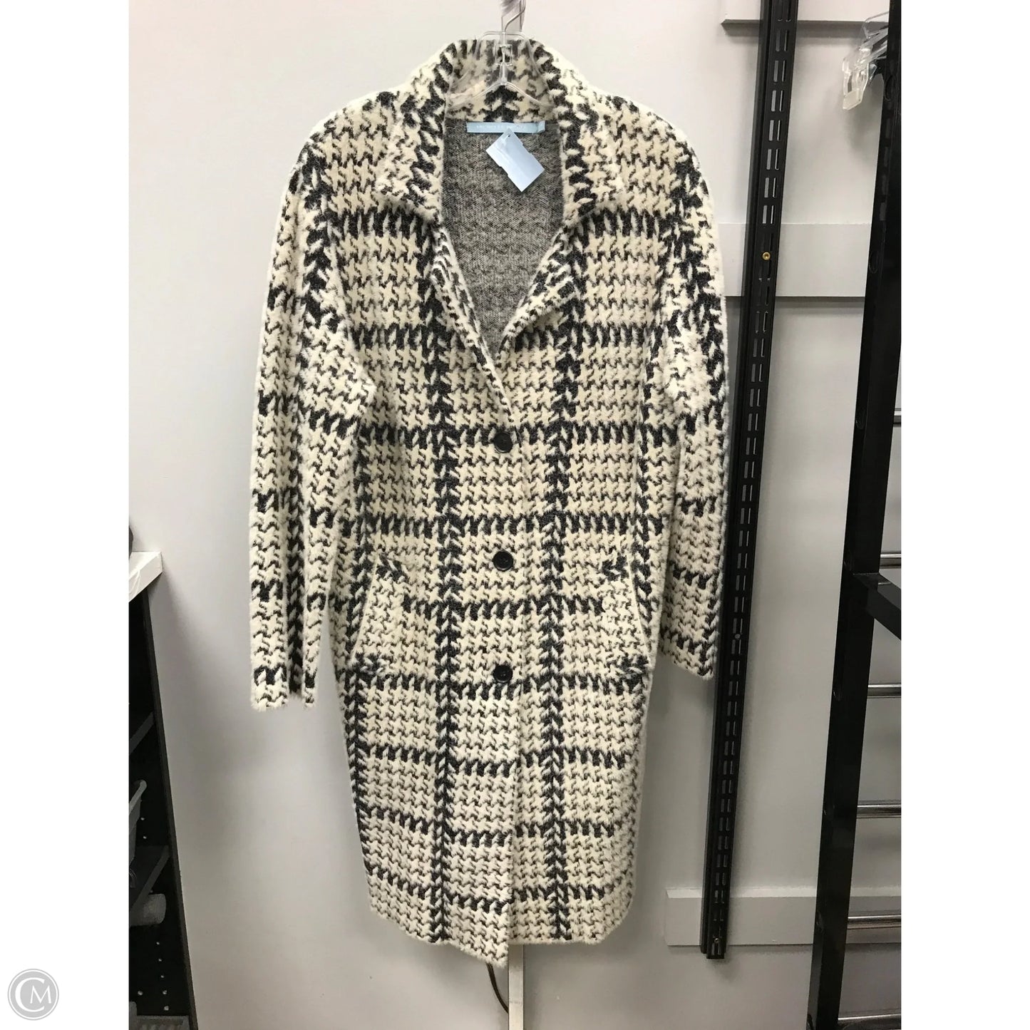 Coat Faux Fur & Sherpa By Michelle Nicole In Cream & Grey, Size: M