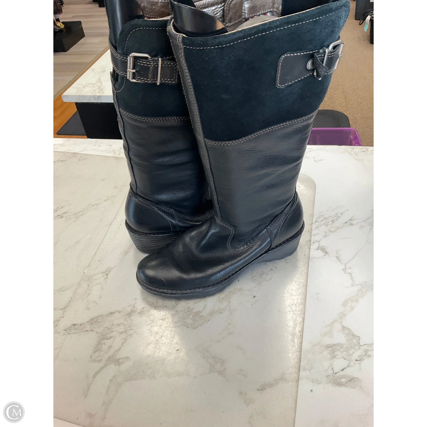 Boots Knee Flats By Ecco In Black, Size: 7.5