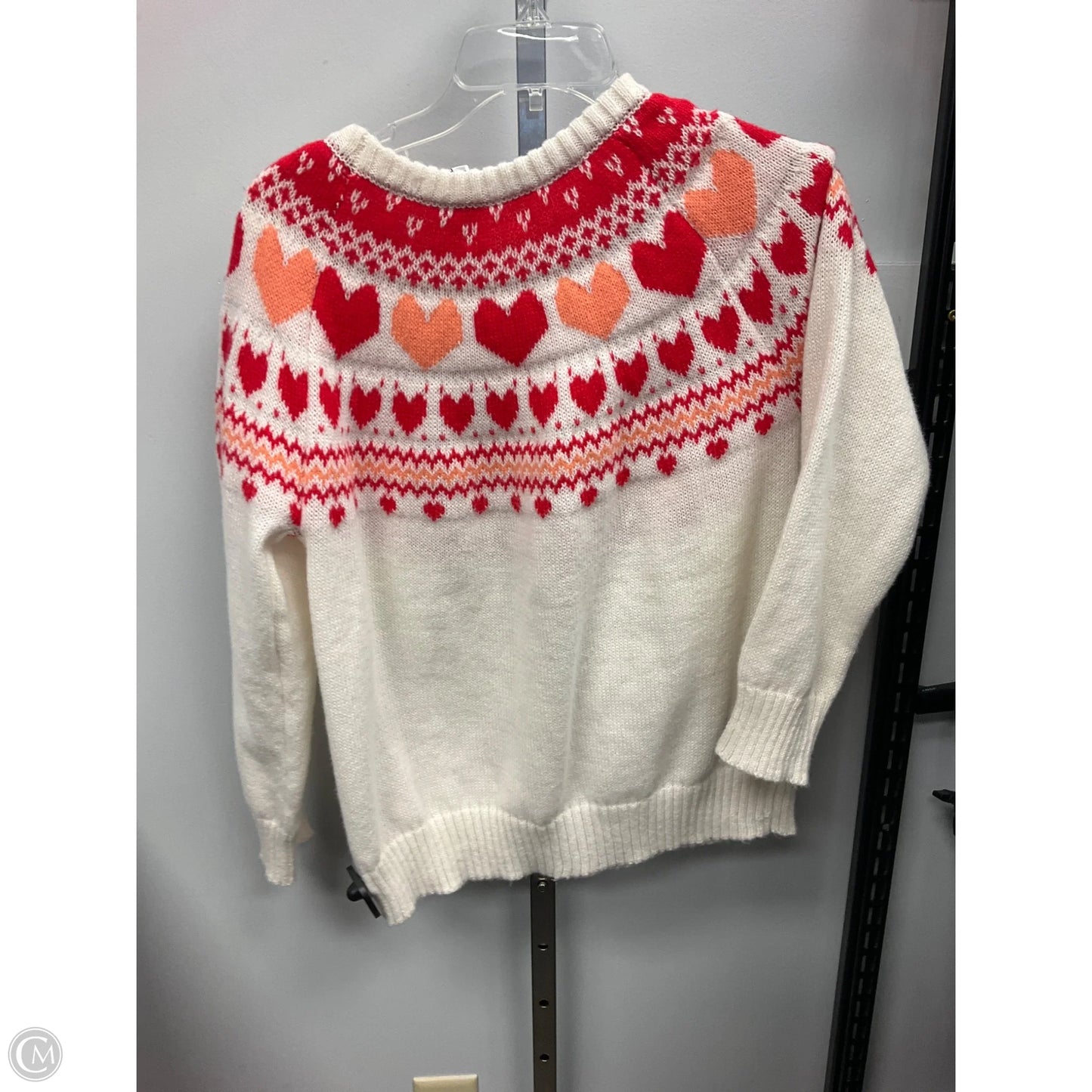 Sweater By Clothes Mentor In Cream & Pink, Size: S