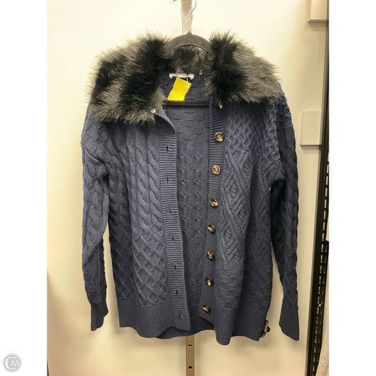 Sweater Cardigan By Ann Taylor In Navy, Size: S