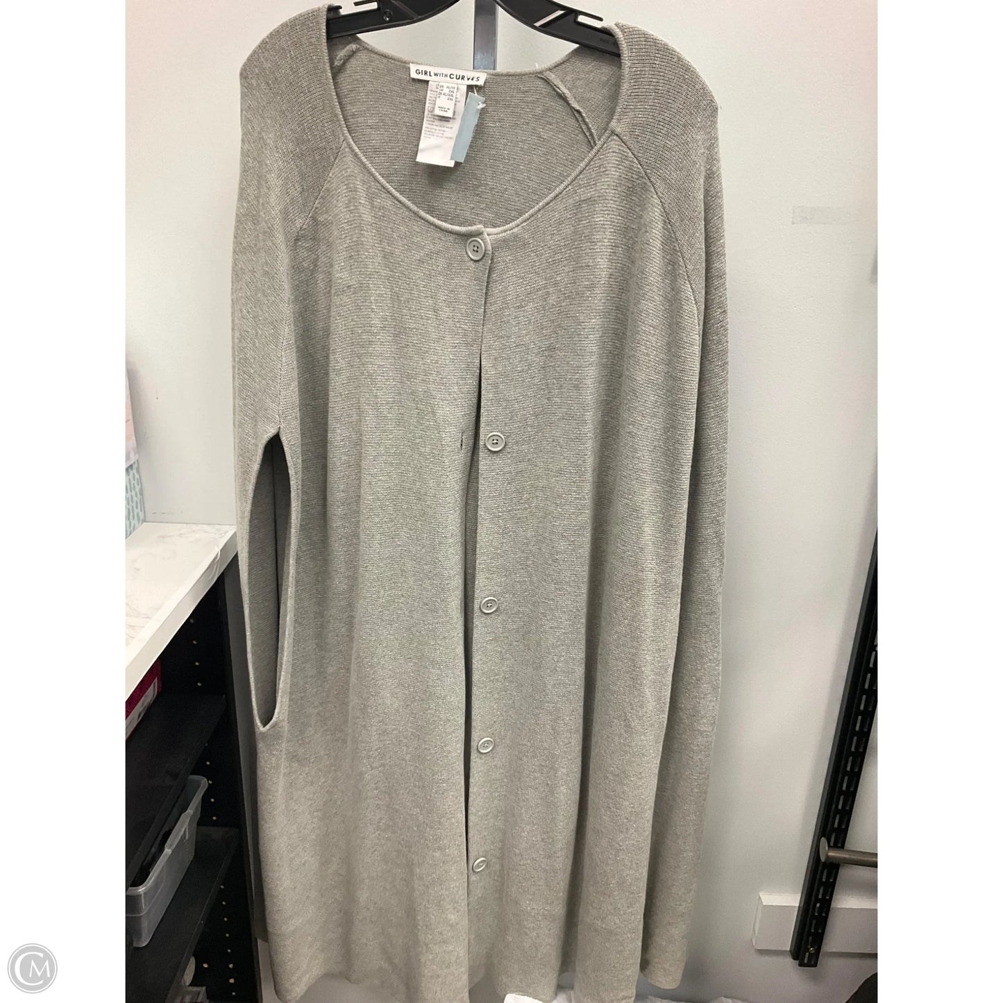 Cardigan By Clothes Mentor In Grey, Size: 1x